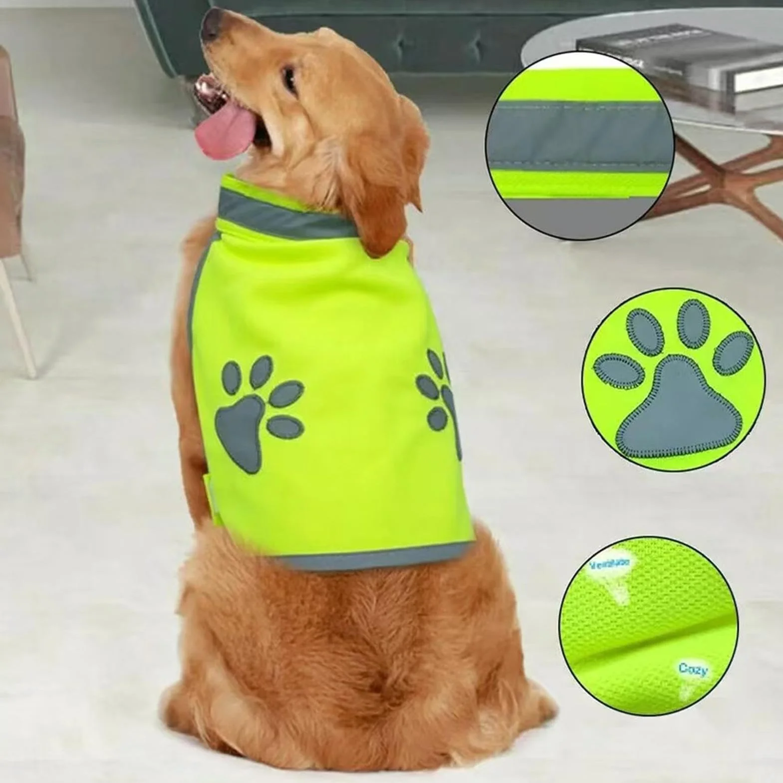 Gilet de sécurité réfléchissant pour chien, Veste Haute Visibilité Taille M