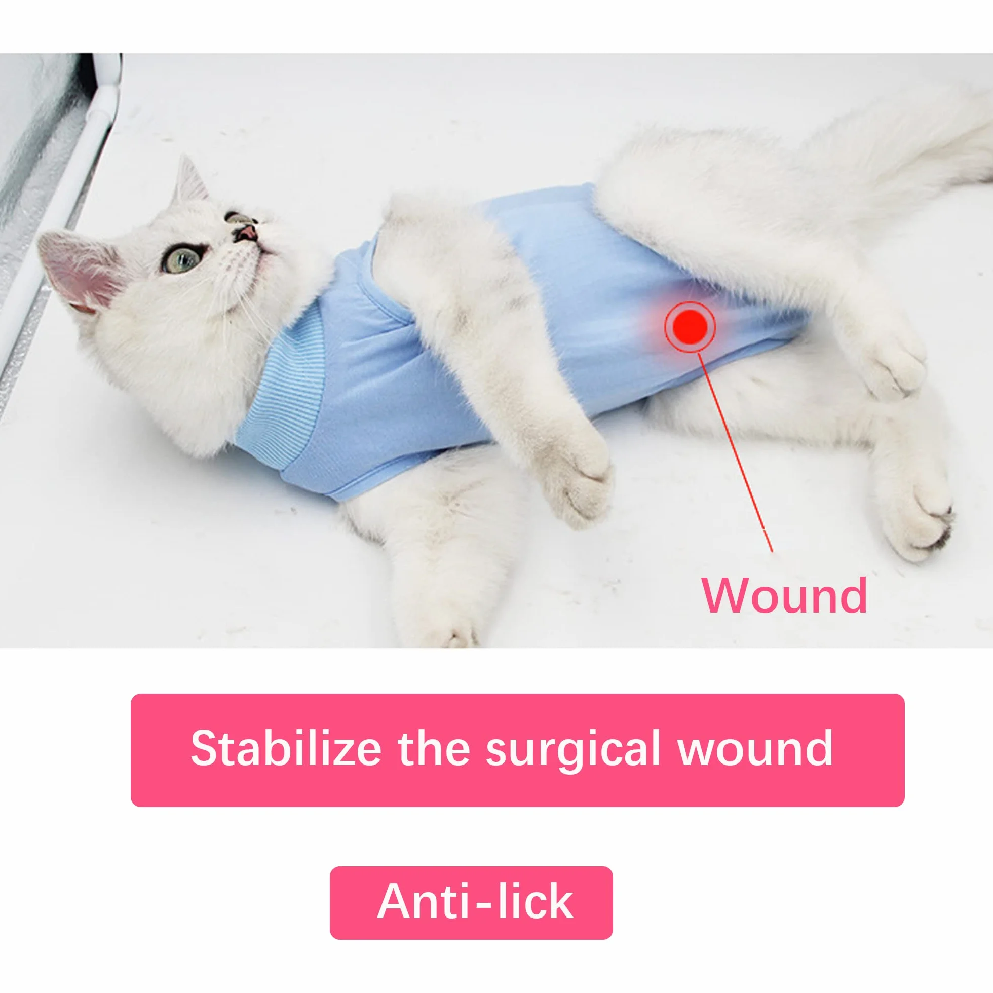 Gilet Chat Anti Léchage Après Chirurgie Restauration Abdominaux M 2.5-3.5kg Rose