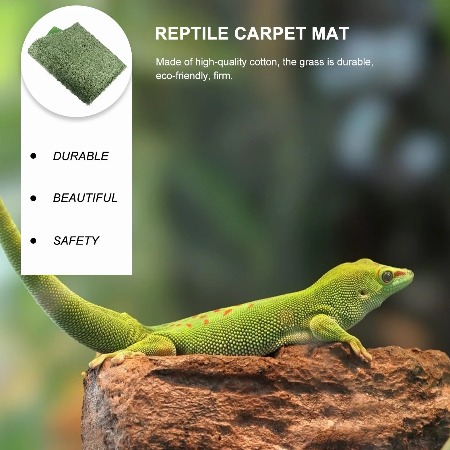 Lot de 2 Tapis pour Reptiles et Tortues en Coton Vert Imperméable Réutilisable