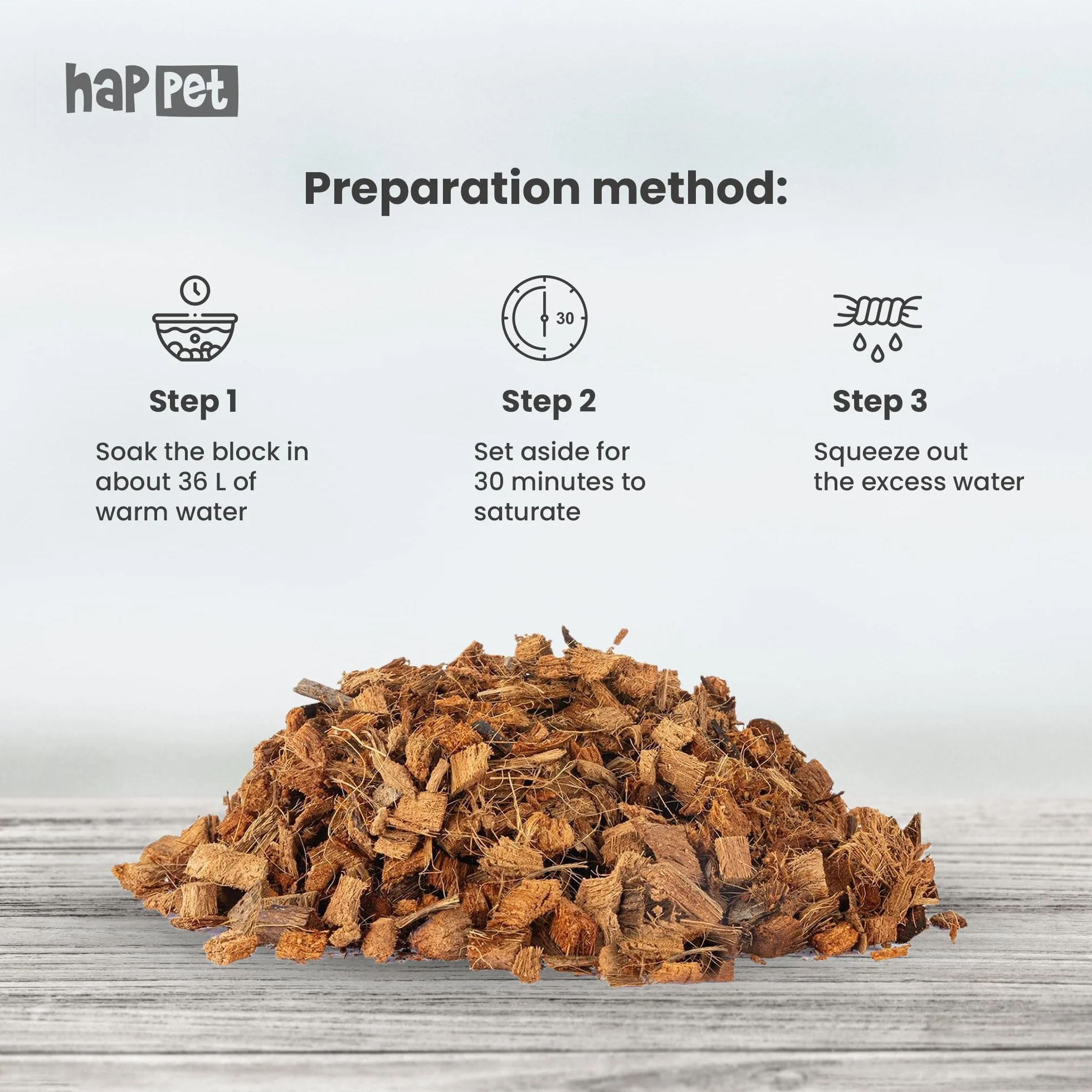 HAPPET Substrat en croustilles de noix de coco 4,5 kg pour reptiles amphibiens plantes tropicales