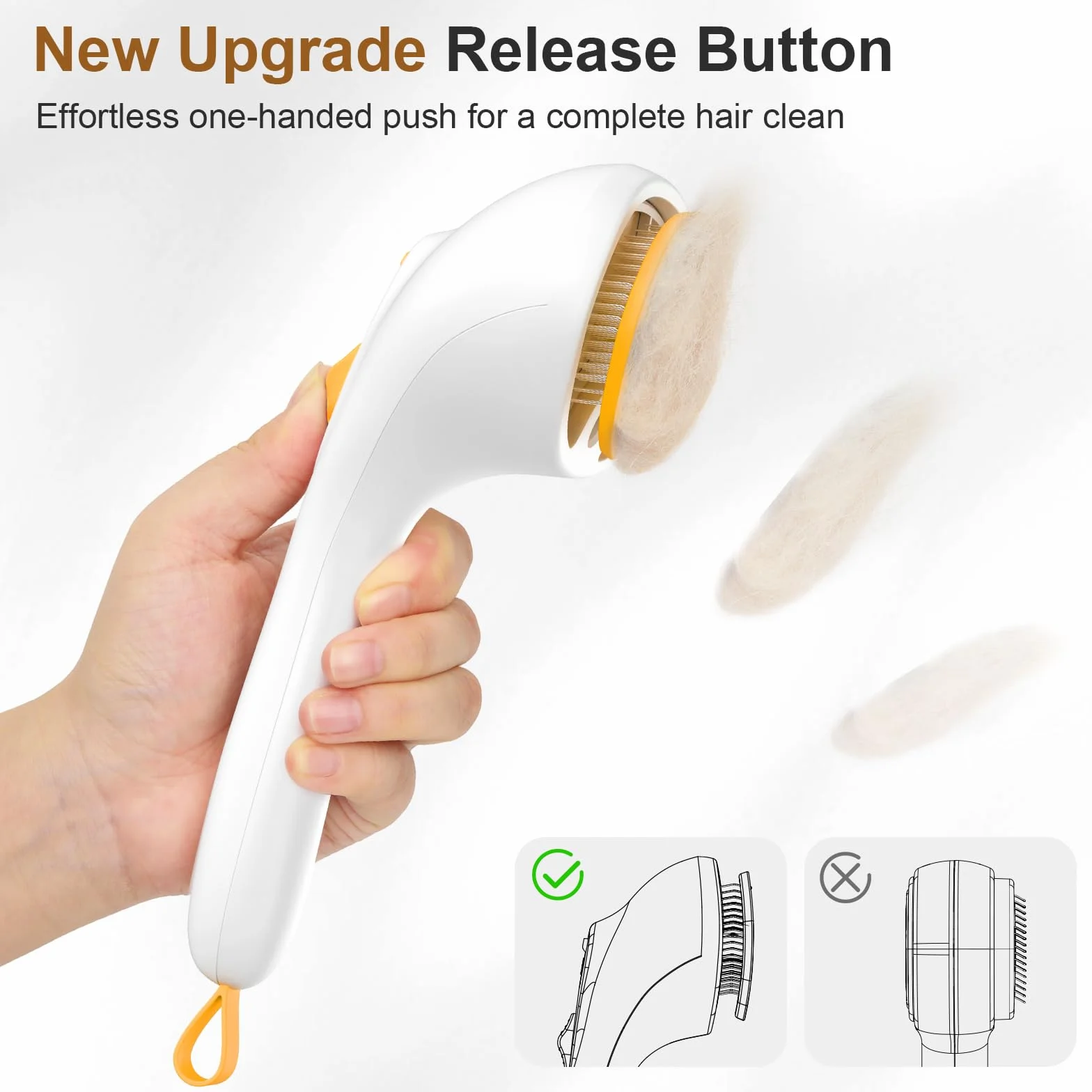 Brosse Vapeur Rechargeable pour Chat et Chien avec Bouton de Déverrouillage, Design Ultra-Silencieux, Poignée Confortable (Jaune)