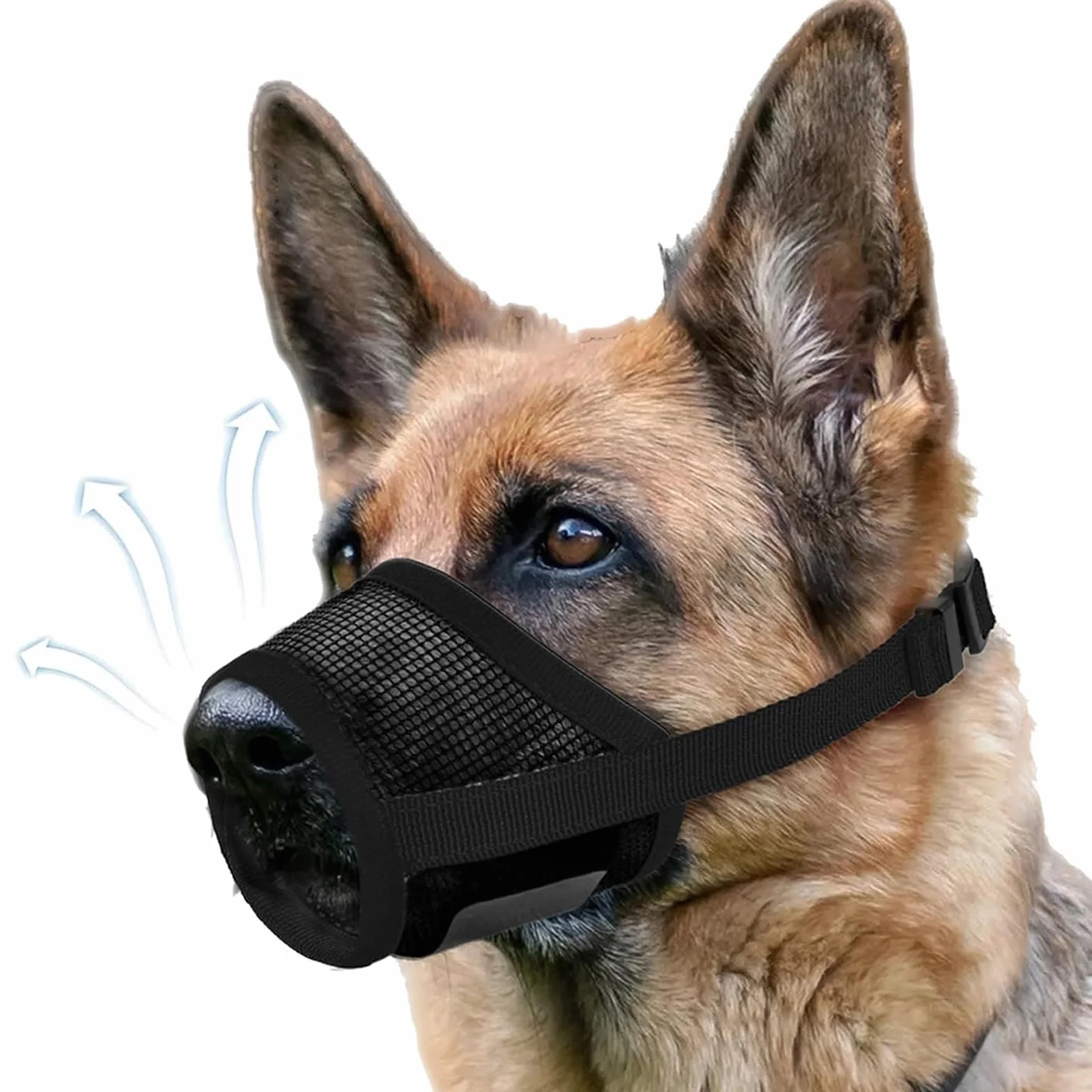 Muselière Chiens, Museliere Anti Aboiement, Espirant Muselière en Réglable pour Chien, Dog Muzzle pour Les Chiens de Taille Grande, Moyenne, XL, Noir