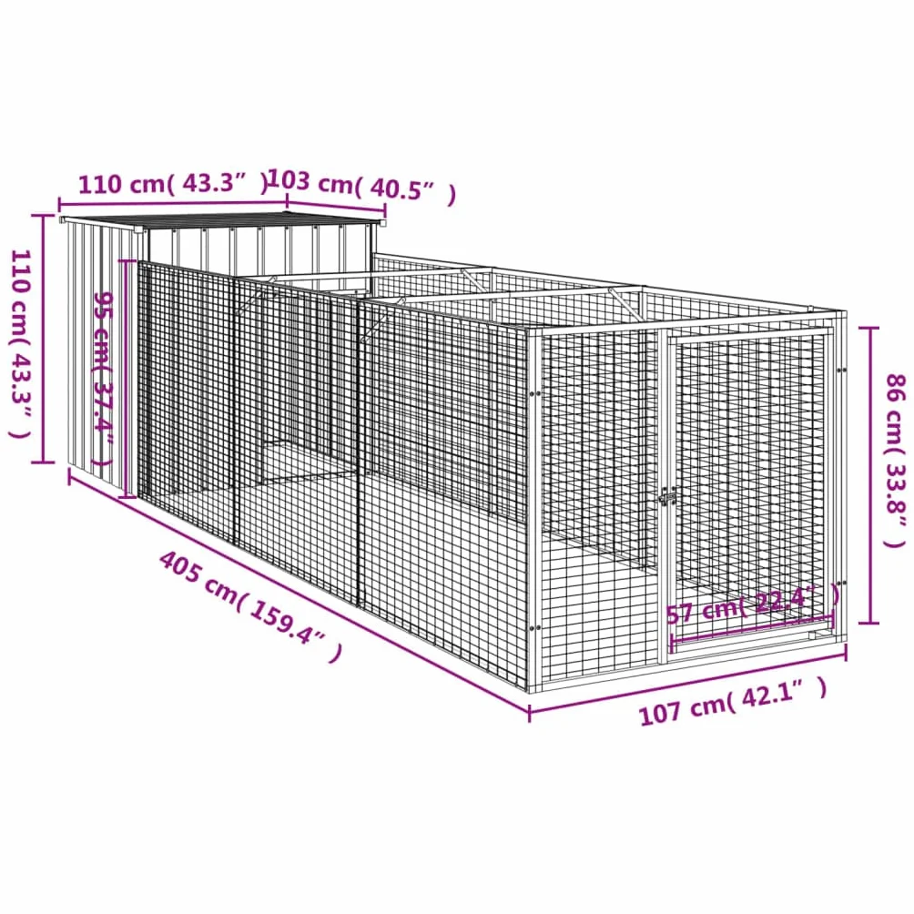 Niche pour chien gris clair 110x405x110 cm