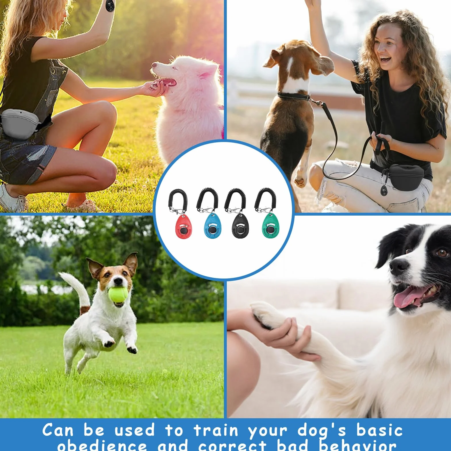 4 PCS Clicker Chien Dressage,Multicolore Clickers de Dressage pour Animaux de Compagnie avec Dragonne,Professionnel Clicker Chien Commandement Training pour Chien Chat Cheval