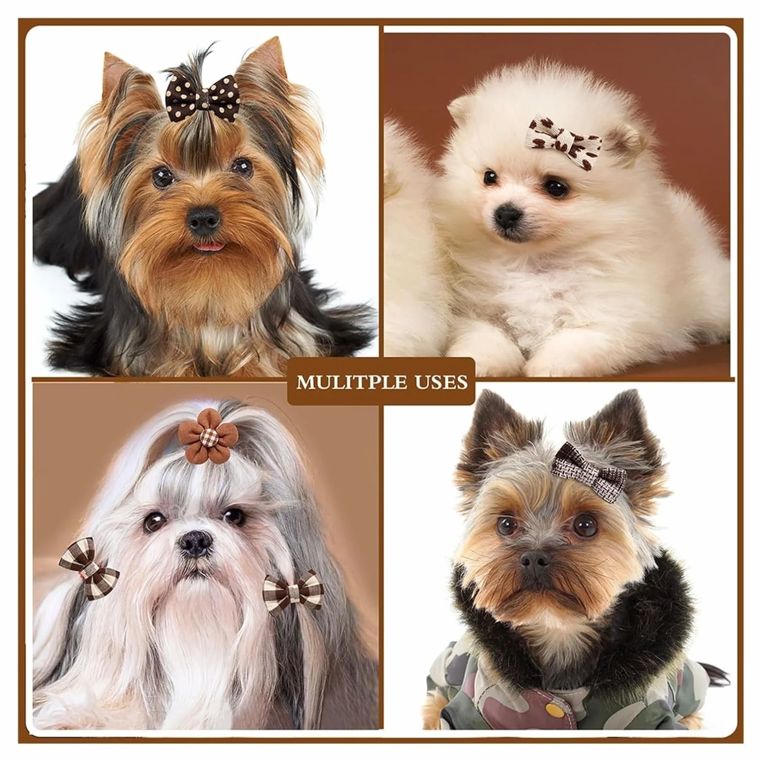 Pinces à cheveux for chien, nœuds de cheveux de chien 10 pièces nœuds de cheveux de chien bandes de caoutchouc for animaux de compagnie petit chien chat nœud papillon chiens mignons nœuds for chiens t