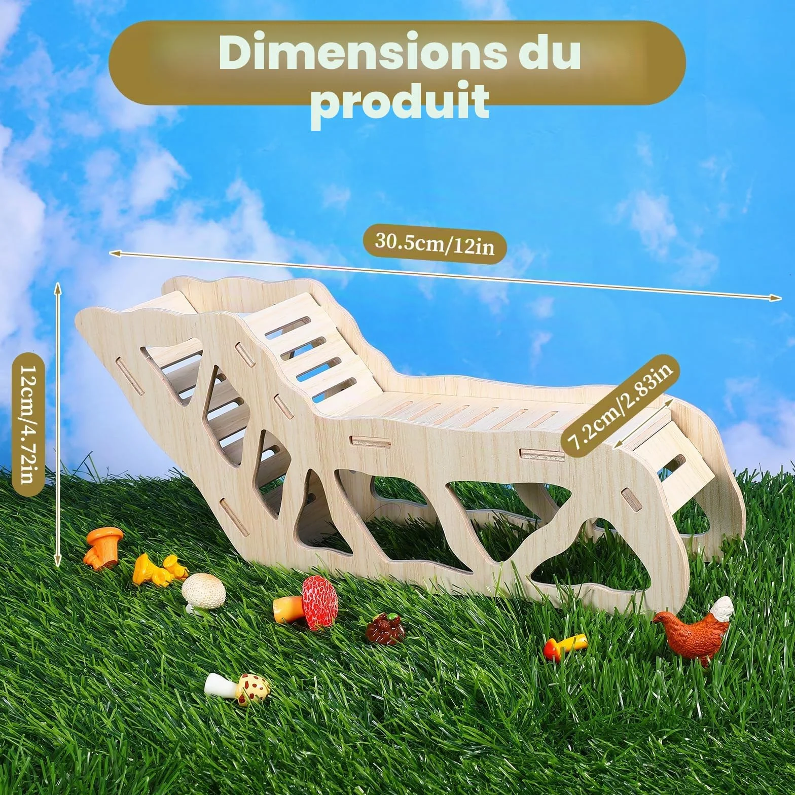 HJZHI Cachette polyvalente pour hamster et tunnel d'exploration, maison de hamster avec échelle d'escalade en bois pour gerbilles, hamsters, petits accessoires pour animaux de compagnie