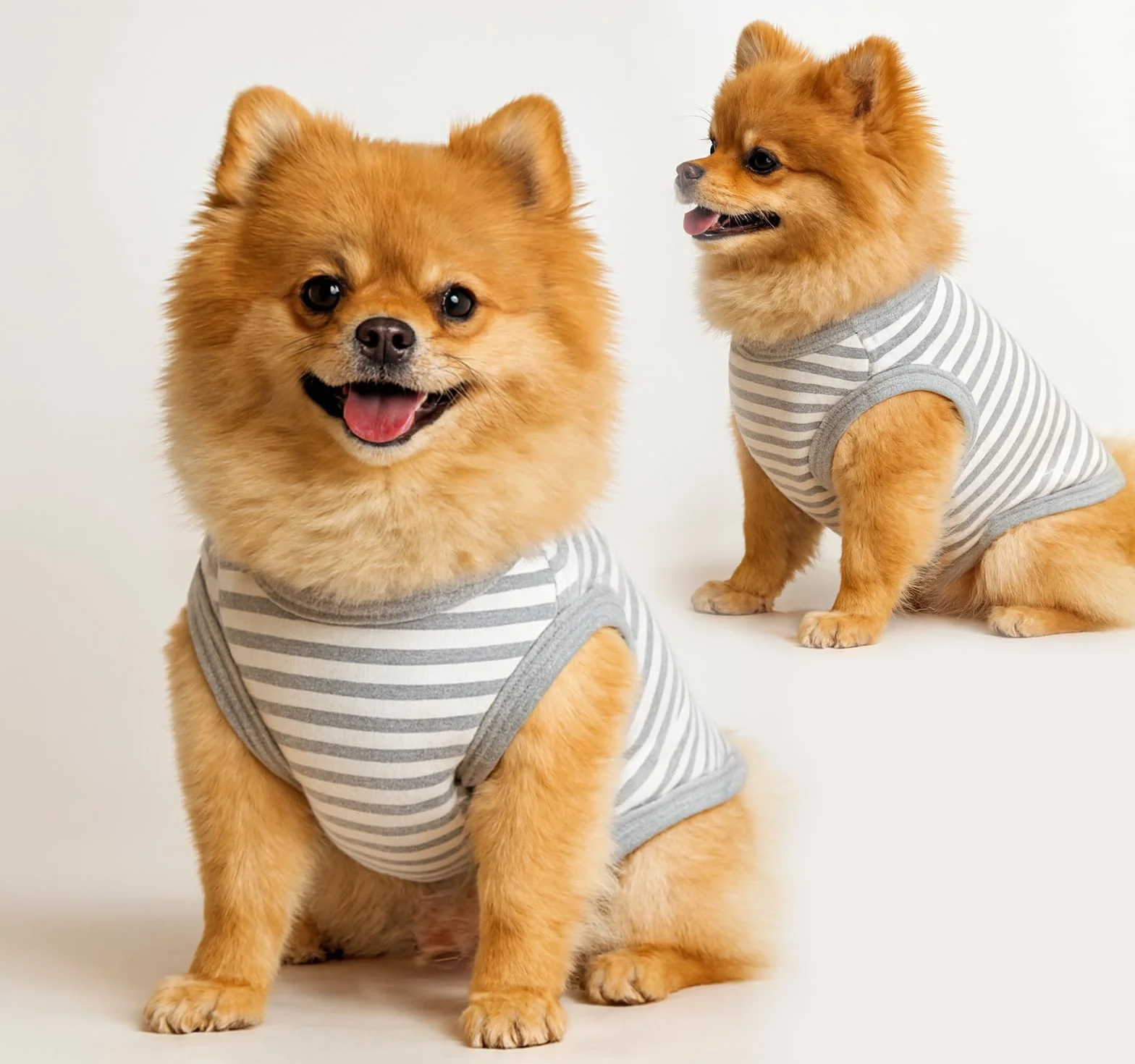 T-Shirt d'été pour Chien en Coton Doux Respirant sans Manches, 2 Pièces, Noir Gris XL