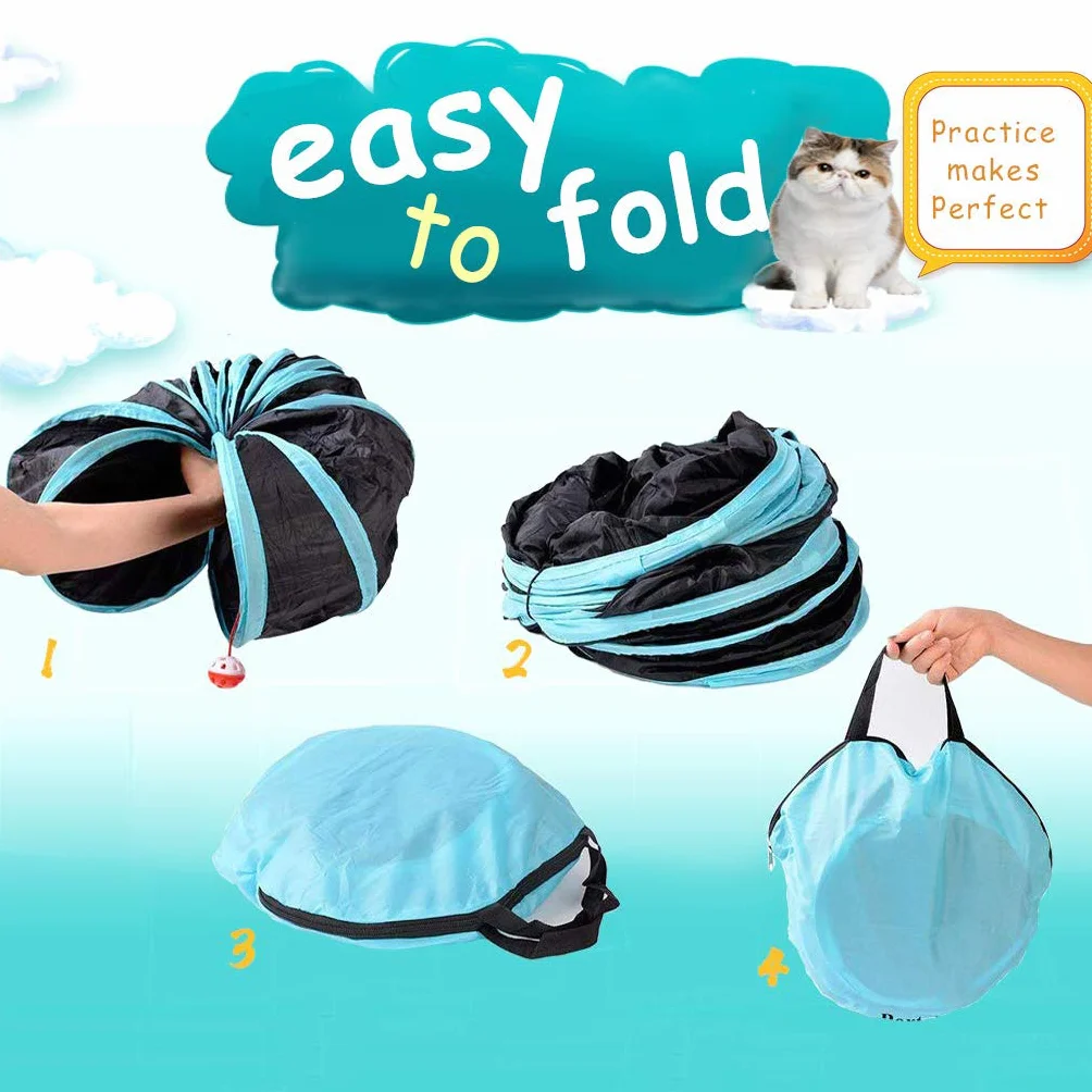 Tunnel pour Chat 5 Voies, Tube de Tunnel Pliant pour Animaux de Compagnie avec Sac de Rangement pour Chats, Chiots, Lapins, cobaye, Utilisation intérieure et extérieure