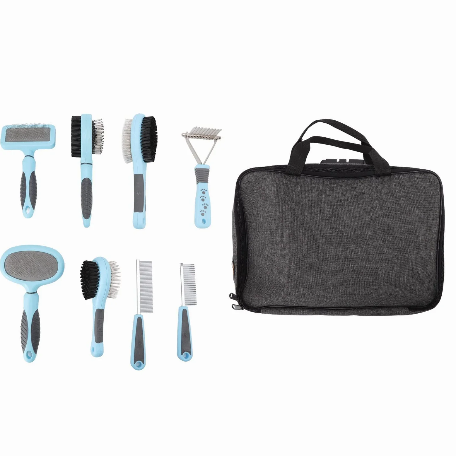 Ensemble de peignes et brosses pour chien 8 en 1, multifonction, nœuds ouverts, brosse à poils de chat, kit de peignes pour chats, chiens, animaux à poils longs, sac de rangement