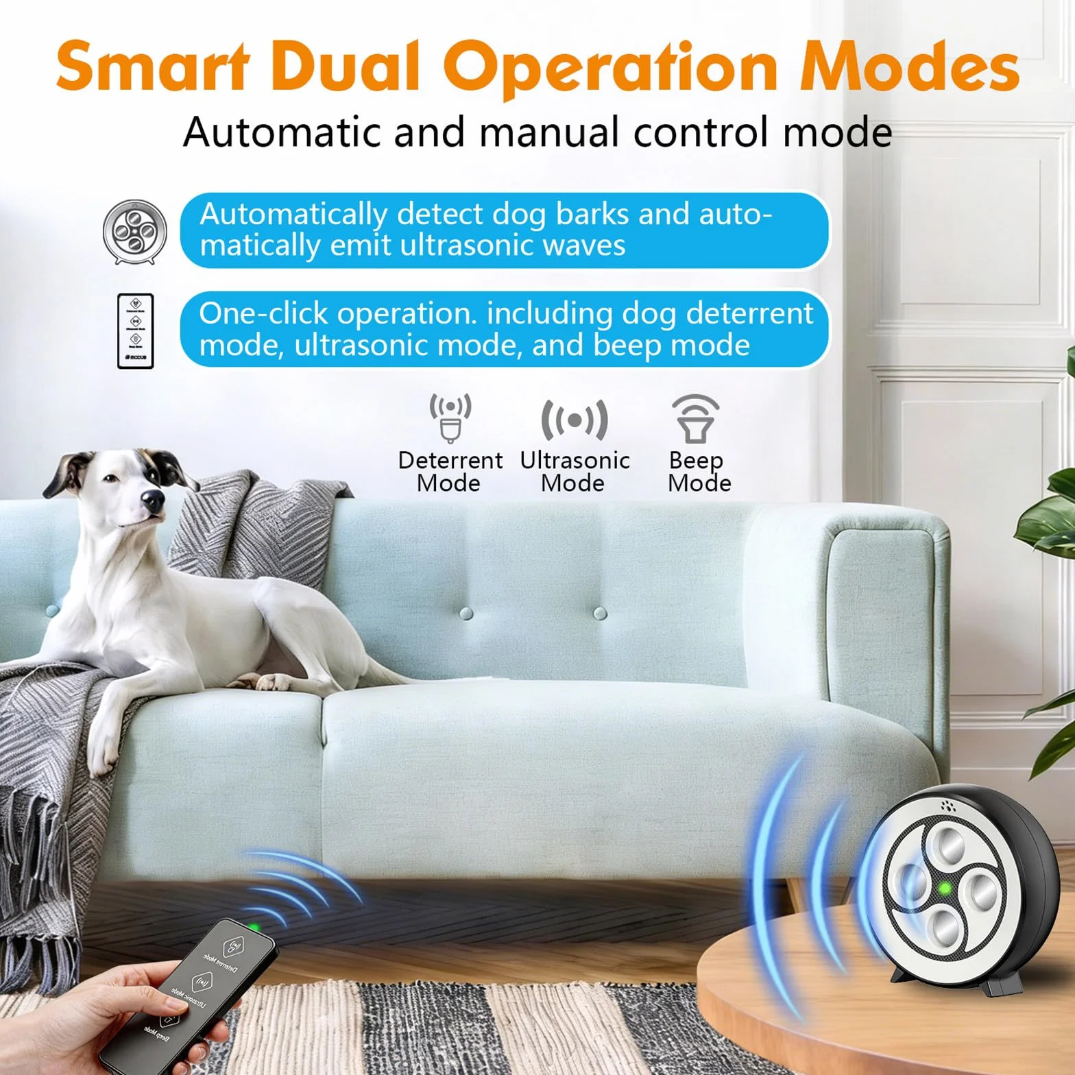 Anti Aboiement Chien Ultrason Puissant Télécommande 3 Portées IP65 Rechargeable Automatique