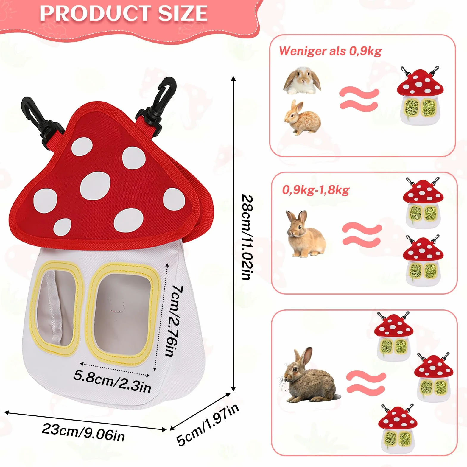 Râtelier à Foin Lapin dellyy avec 2 Poutres Mangeoire Cochon d'Inde Foin pour Hamster Chinchilla Blanc M