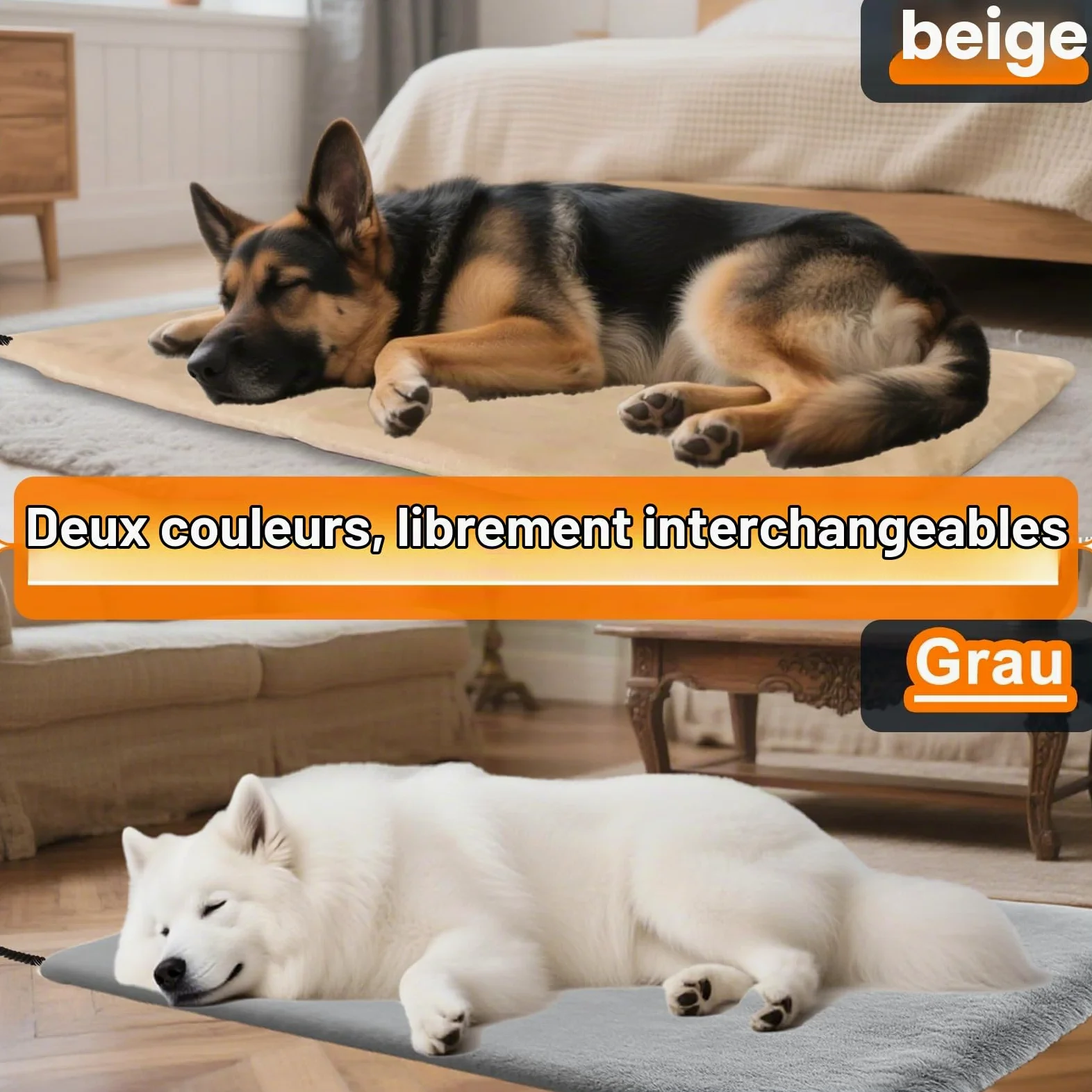 Coussin chauffant 70 x 45 cm pour animaux de compagnie - Tapis chauffant anti-morsure pour chat - Anti-morsure - Tapis chauffant pour chien - Couverture chauffante pour chat - Température réglable