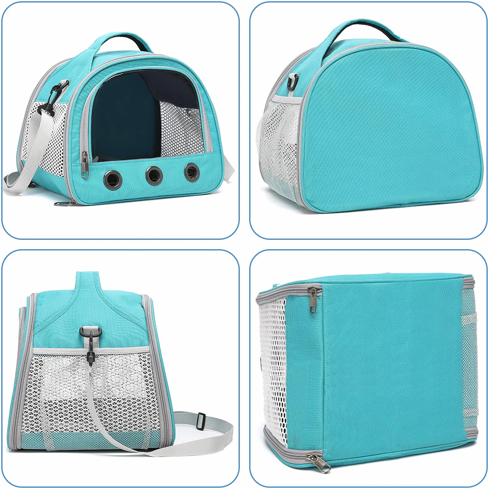 Sac Transport Chat 30x27x21cm Respirant Pliable Bandoulière Réglable Lapins Cobayes