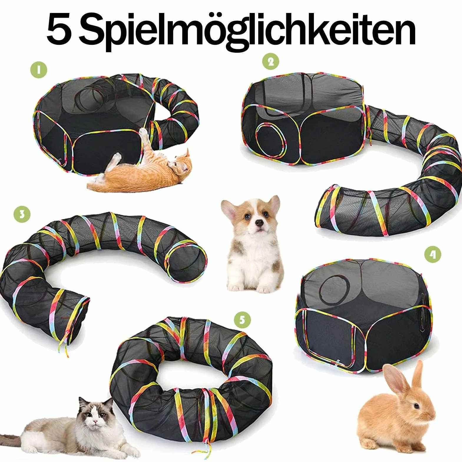 2-en-1 Tunnel pour Chats et Parc de Jeu Pliable, Imperméable, Extérieur Portable pour Jardin