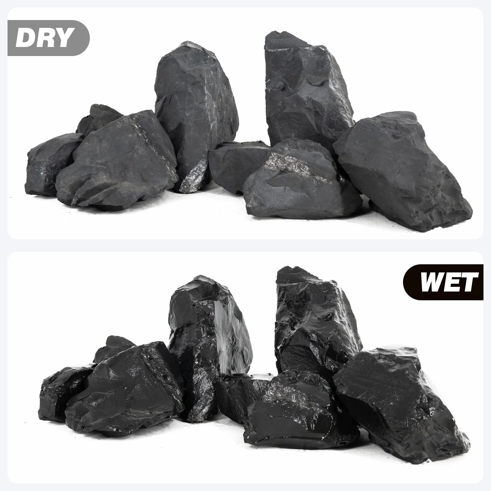 Unocho Roches d'Aquarium 4,5kg Pierres Noires Naturelles pour Aquarium et Aquascaping (7pcs, 7–17 cm)