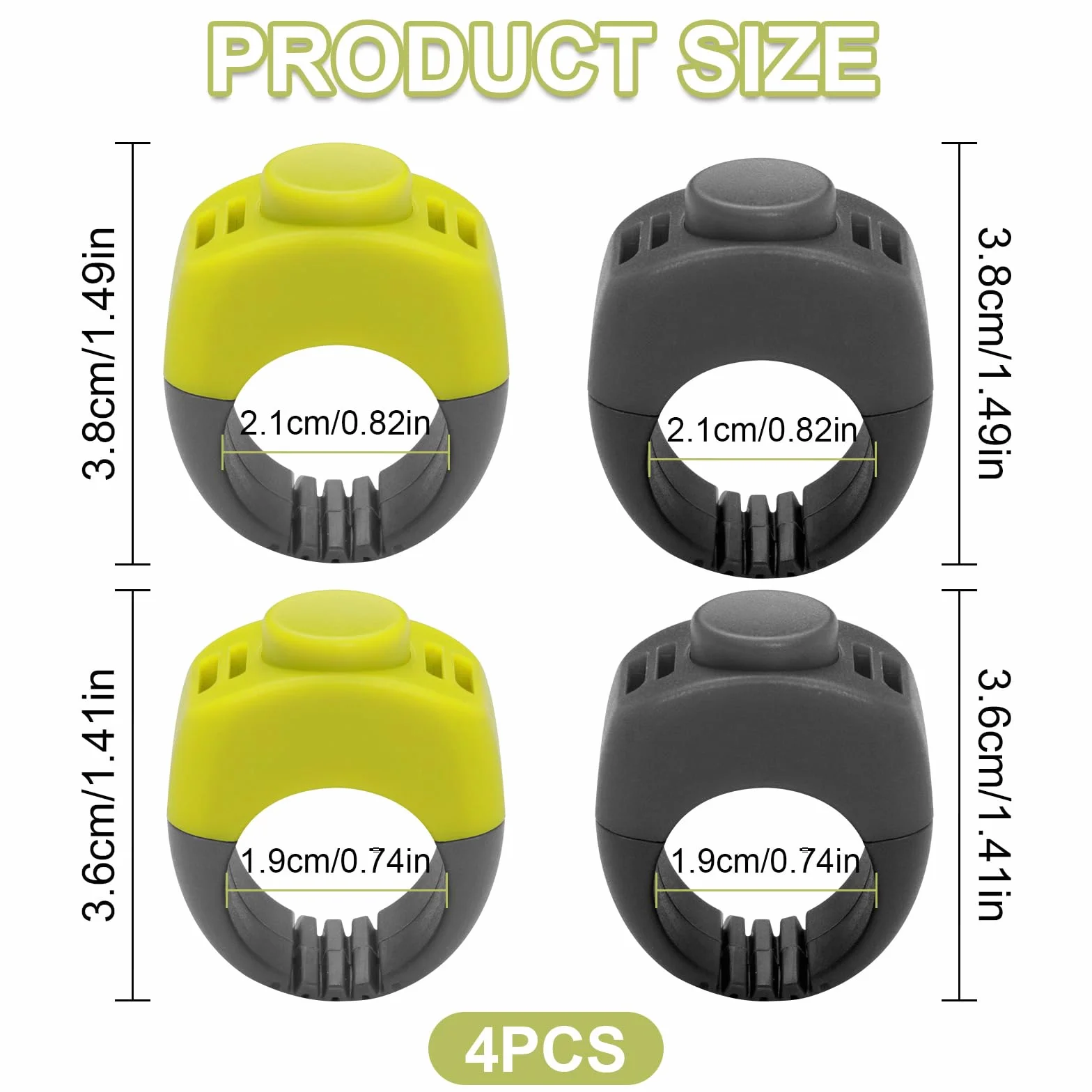 4X Clickers Chien et Chat (19mm/21mm) en Vert et Gris, Accessoire Pratique pour Dressage Chien et Chat, Clicker en Anneau pour Doigt pour Entraînement, Tours et Rappel