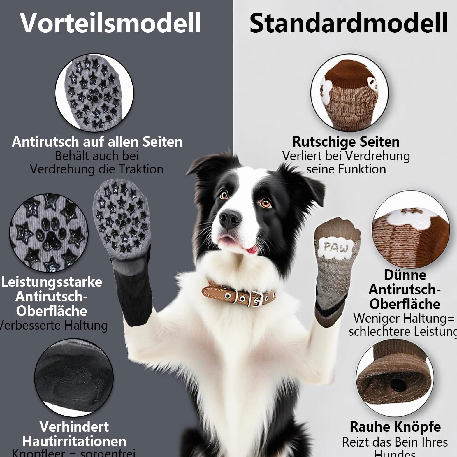 Chaussettes antidérapantes pour chien lot de 2 - Protection pattes chaleur fermeture réglable bande réfléchissante