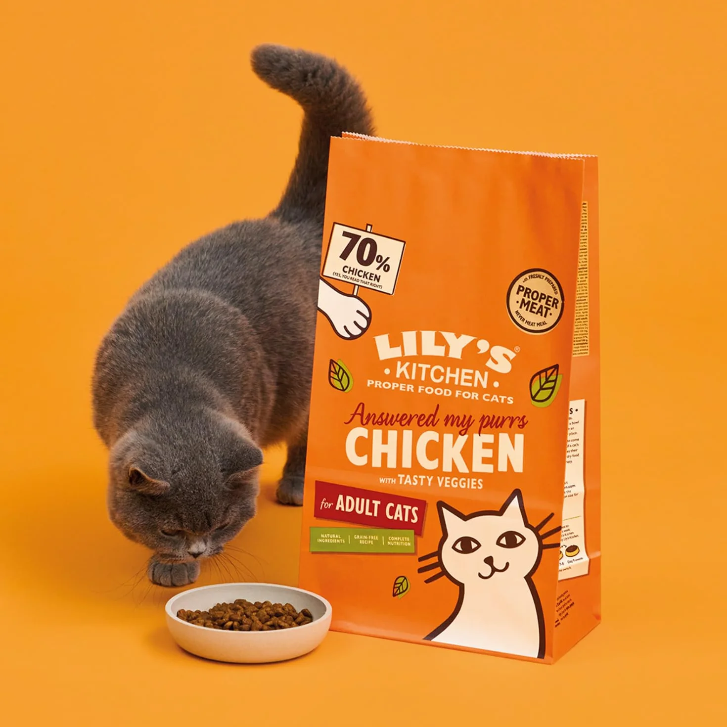 Lily’s Kitchen Nourriture sèche pour chats adultes Poulet et légumes sans céréales 2 kg