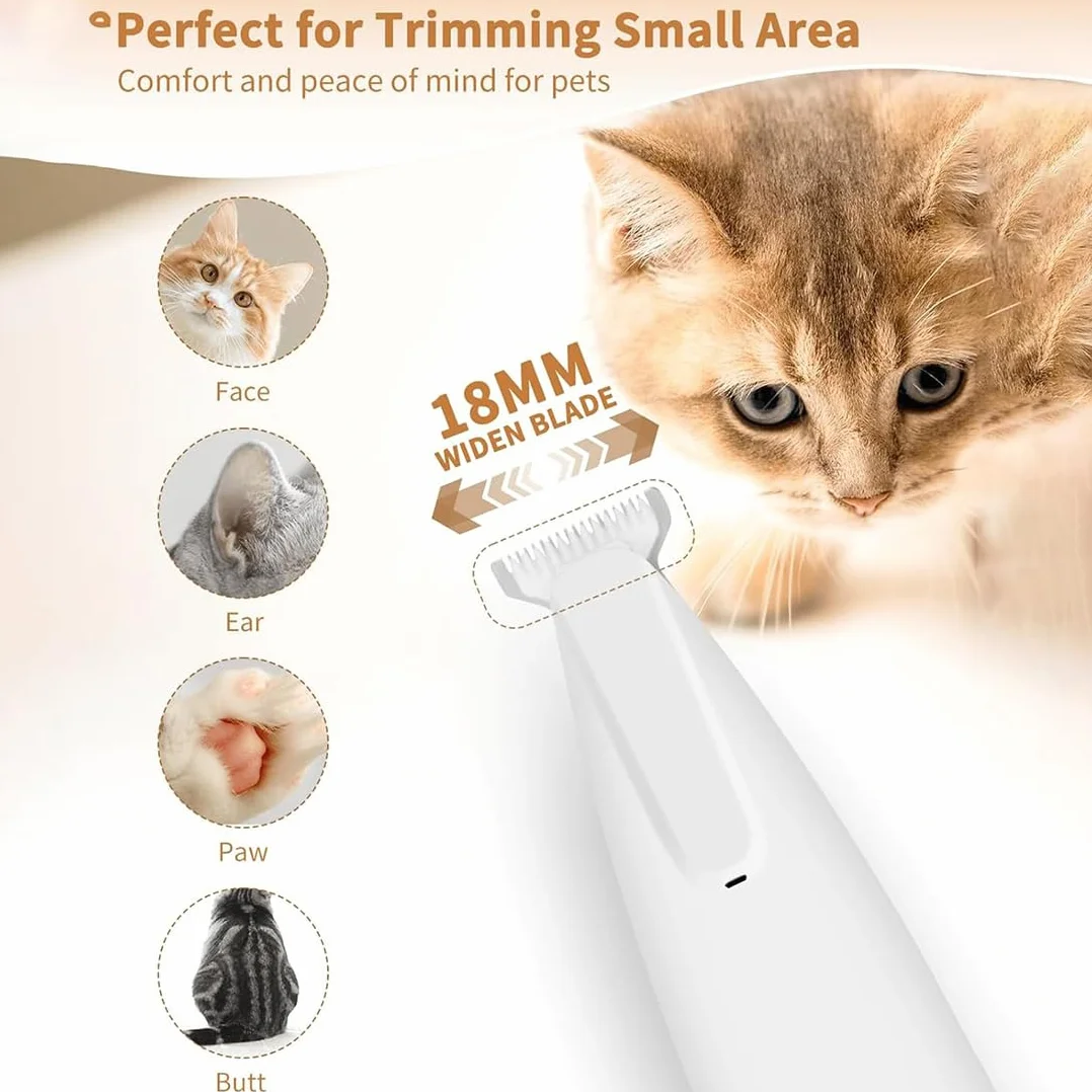 Tondeuse pour Chat Patounet Électrique Ultra-Silencieuse Rechargeable Lames Sûres Hypoallergéniques
