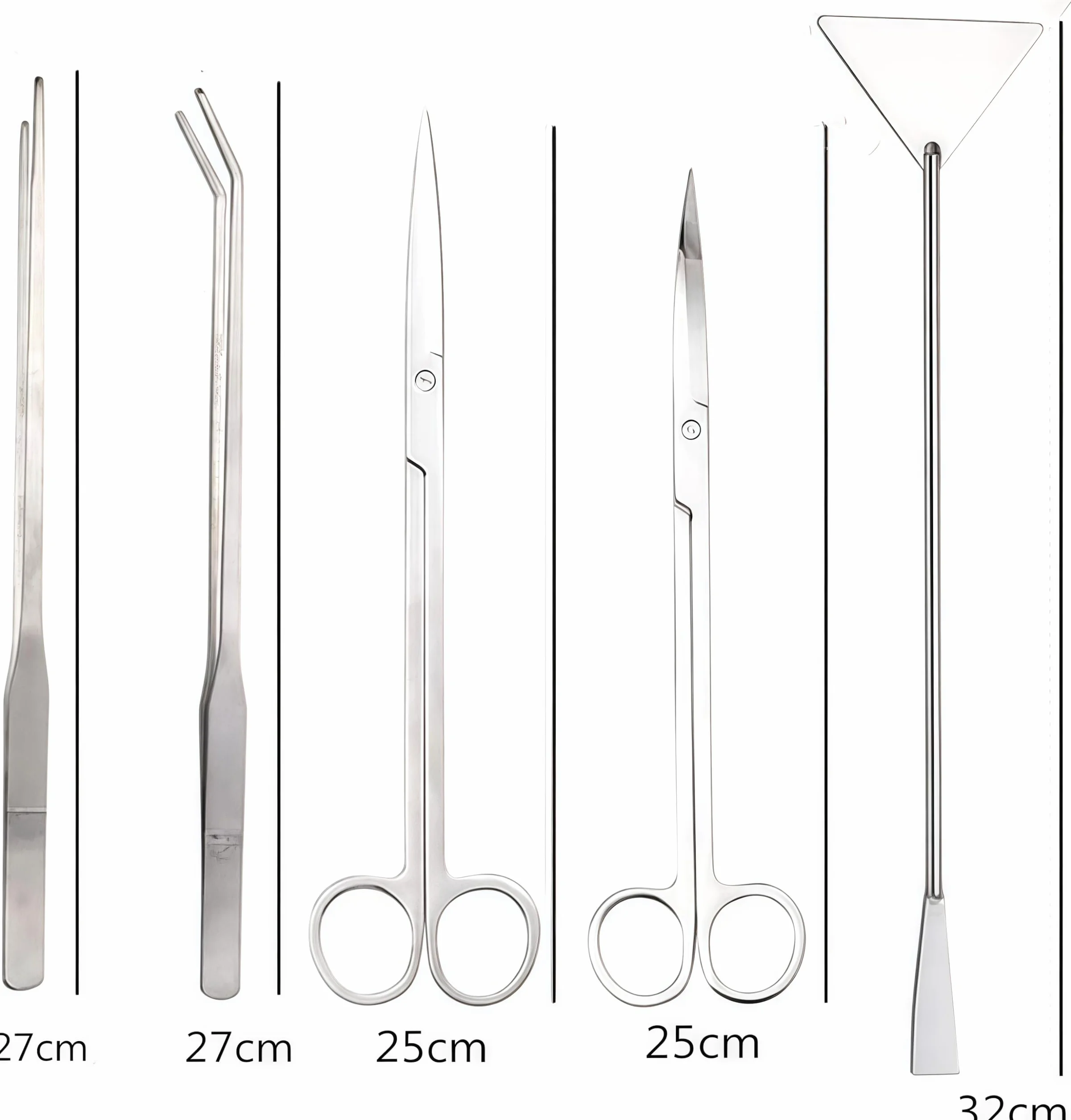 Kit d'outils d'aquarium 5 en 1, Ciseaux Pincettes Spatule pour Aquascaping