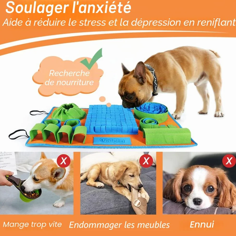 Tapis à renifler pour chiens jeu d'alimentation interactif stimulation mentale