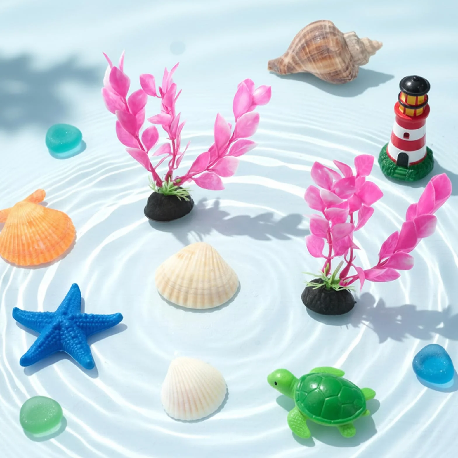 Plantes d'aquarium Betta 10,2 cm, lot de 2, décoration, herbe décorative (rose)