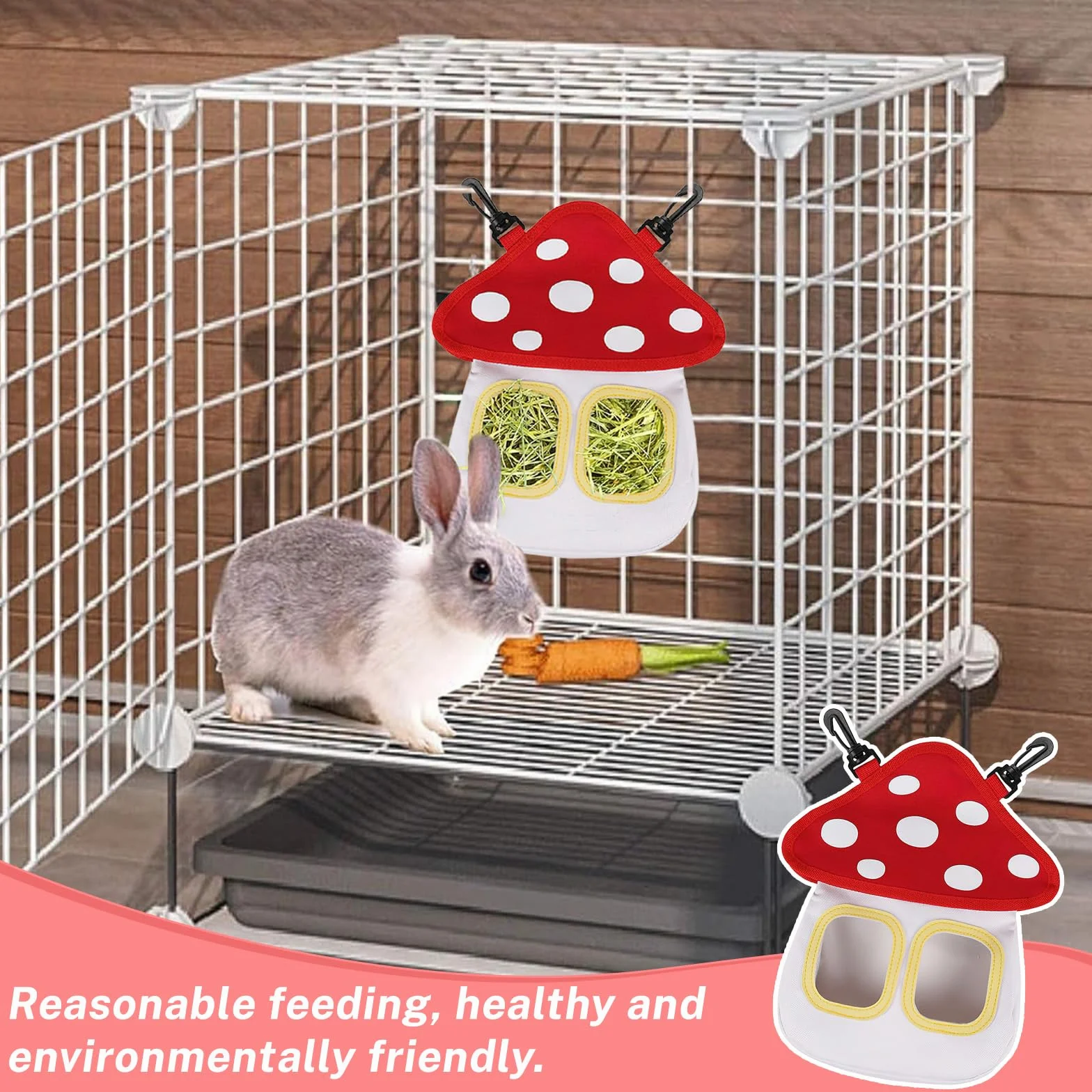 Râtelier à Foin Lapin dellyy avec 2 Poutres Mangeoire Cochon d'Inde Foin pour Hamster Chinchilla Blanc M