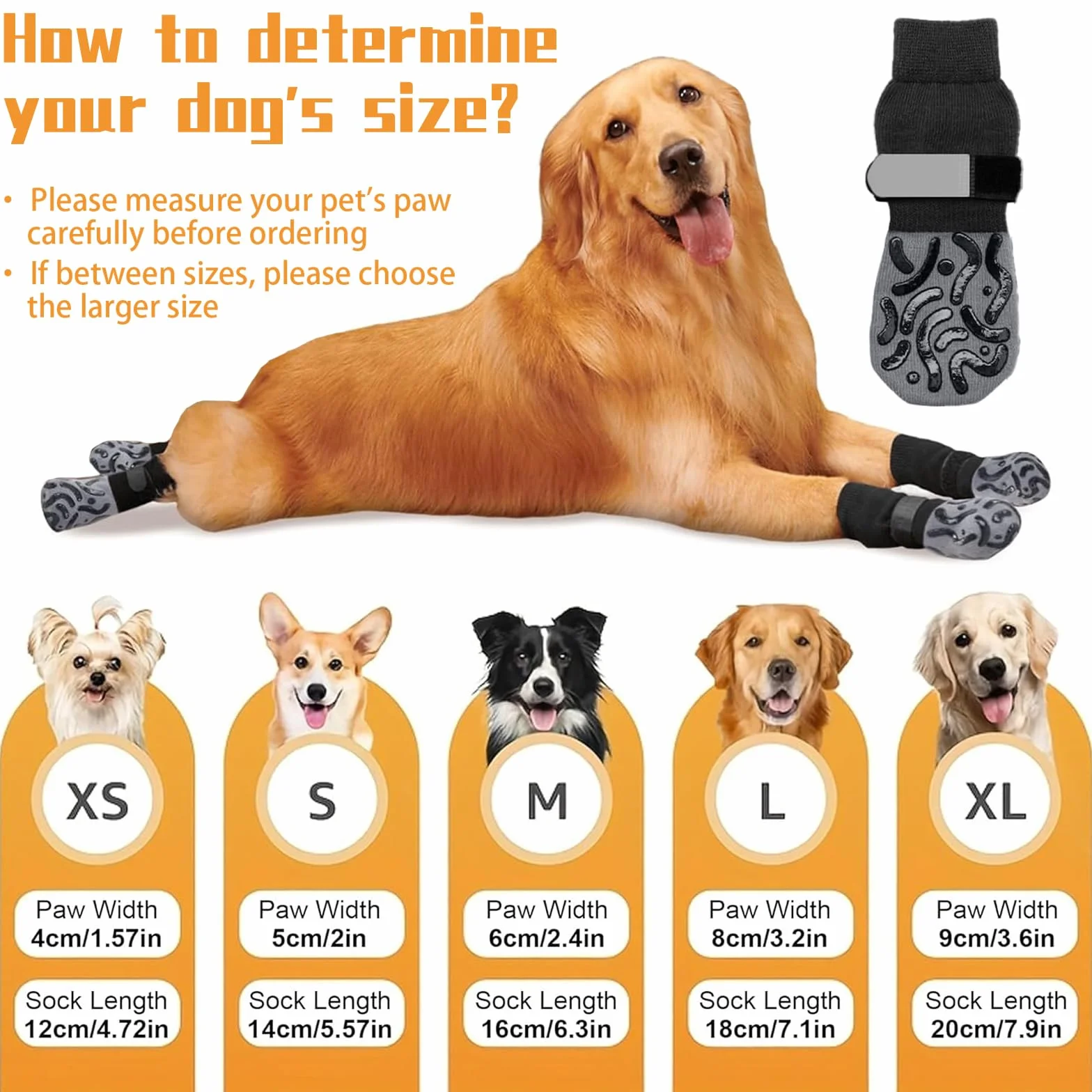 Chaussette Antidérapante Chien avec Bandes de Fixation Réglables, Renforcement en Caoutchouc, Double Face Antidérapante (L)