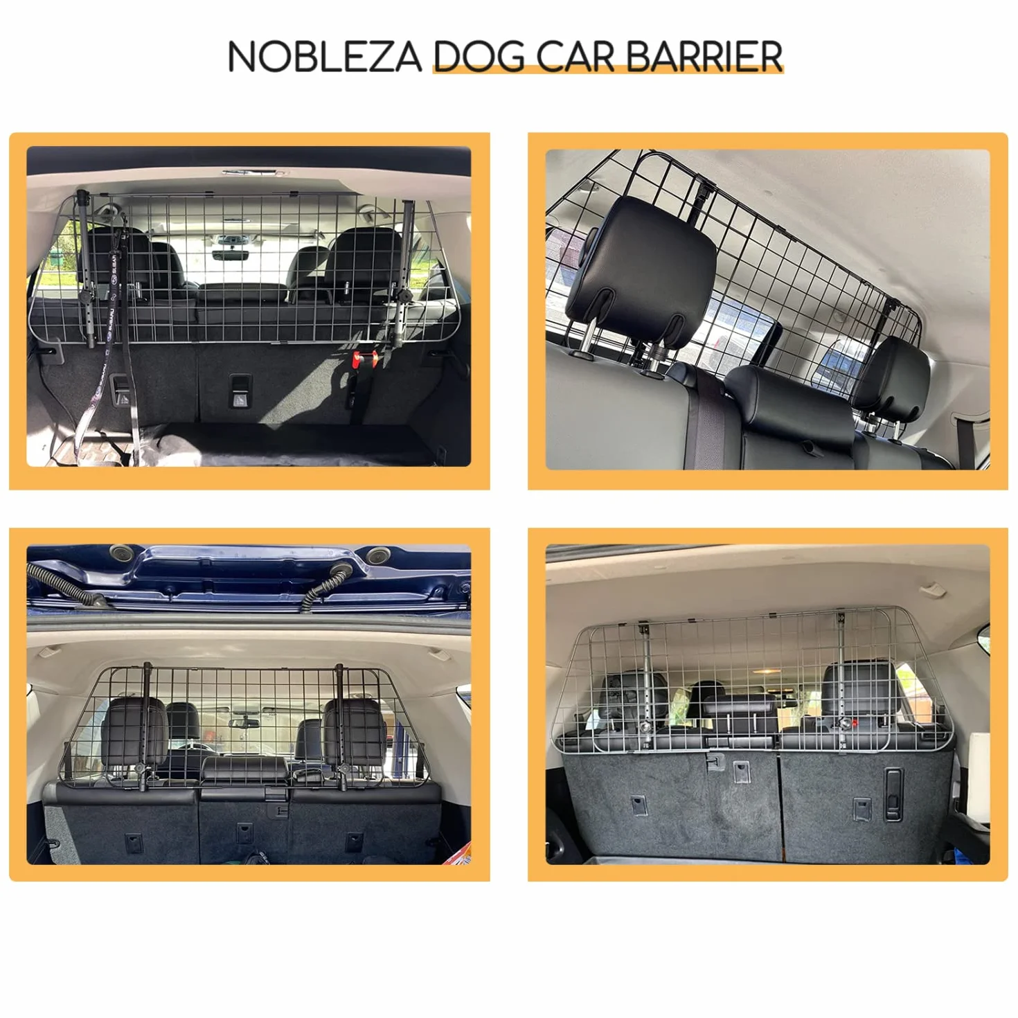Nobleza Barrière de Voiture pour Animaux Domestiques, Barrière de Sécurité Universelle Extensible pour Chien, 96-145x30cm