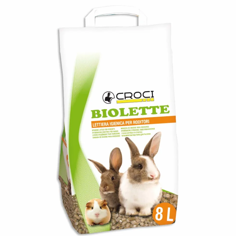 Croci Biolette Litière Écologique 8 L en Granulés pour Lapins Rongeurs Oiseaux Petits Mammifères
