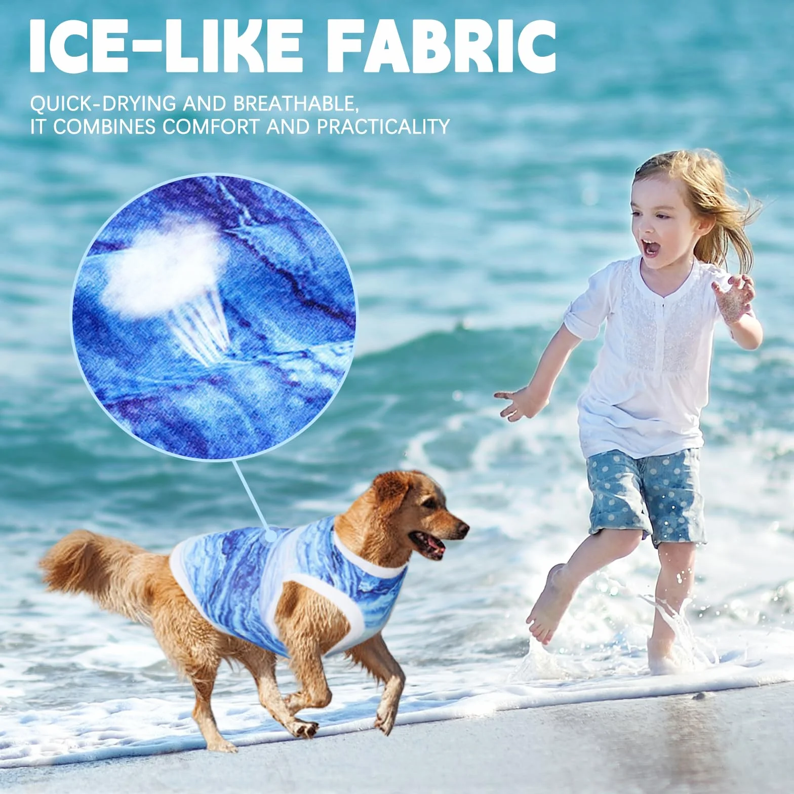 Gilet Rafraîchissant pour Chien shallyong Refroidissement T-Shirt Respirant Harnais Réfrigérant (M)