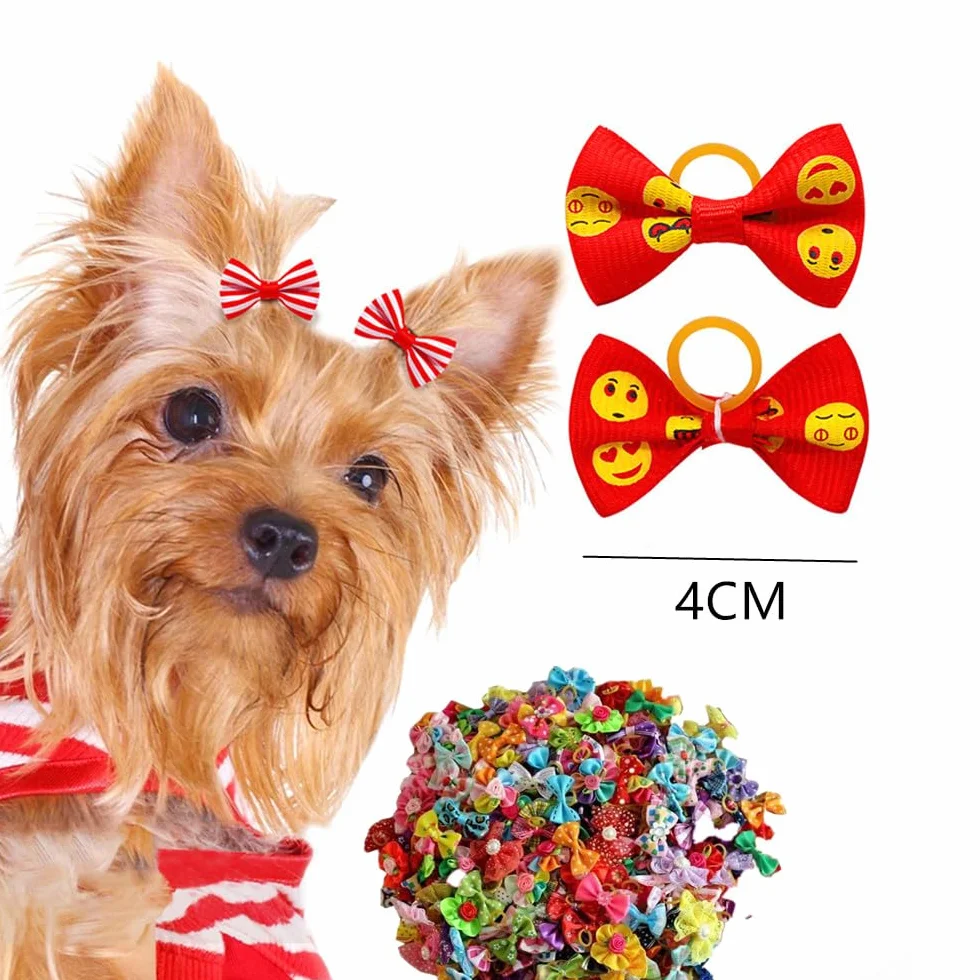 Nœuds pour chiens avec élastiques, Lot de 30, Styles d'arcs Multiples, Accessoires de Toilettage