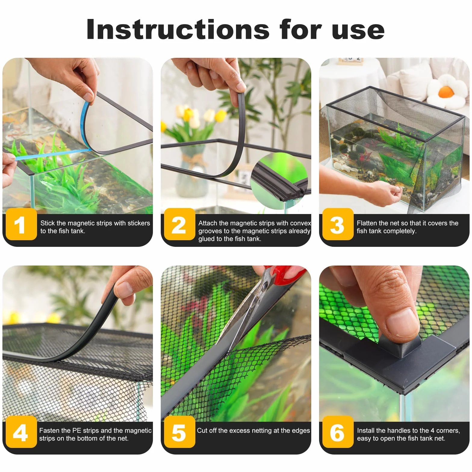 Couvercle magnétique pour aquarium, filet anti-saut en maille, protection poisson