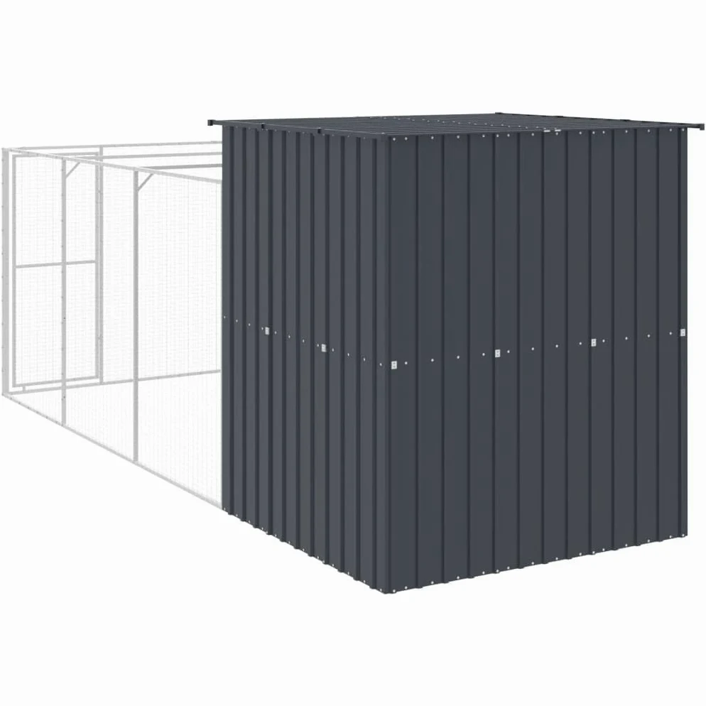 Niche pour Chien Extérieur Métal, Chenil d'extérieur Enclos Cage pour Chien avec Cour Anthracite 165x455x181 cm