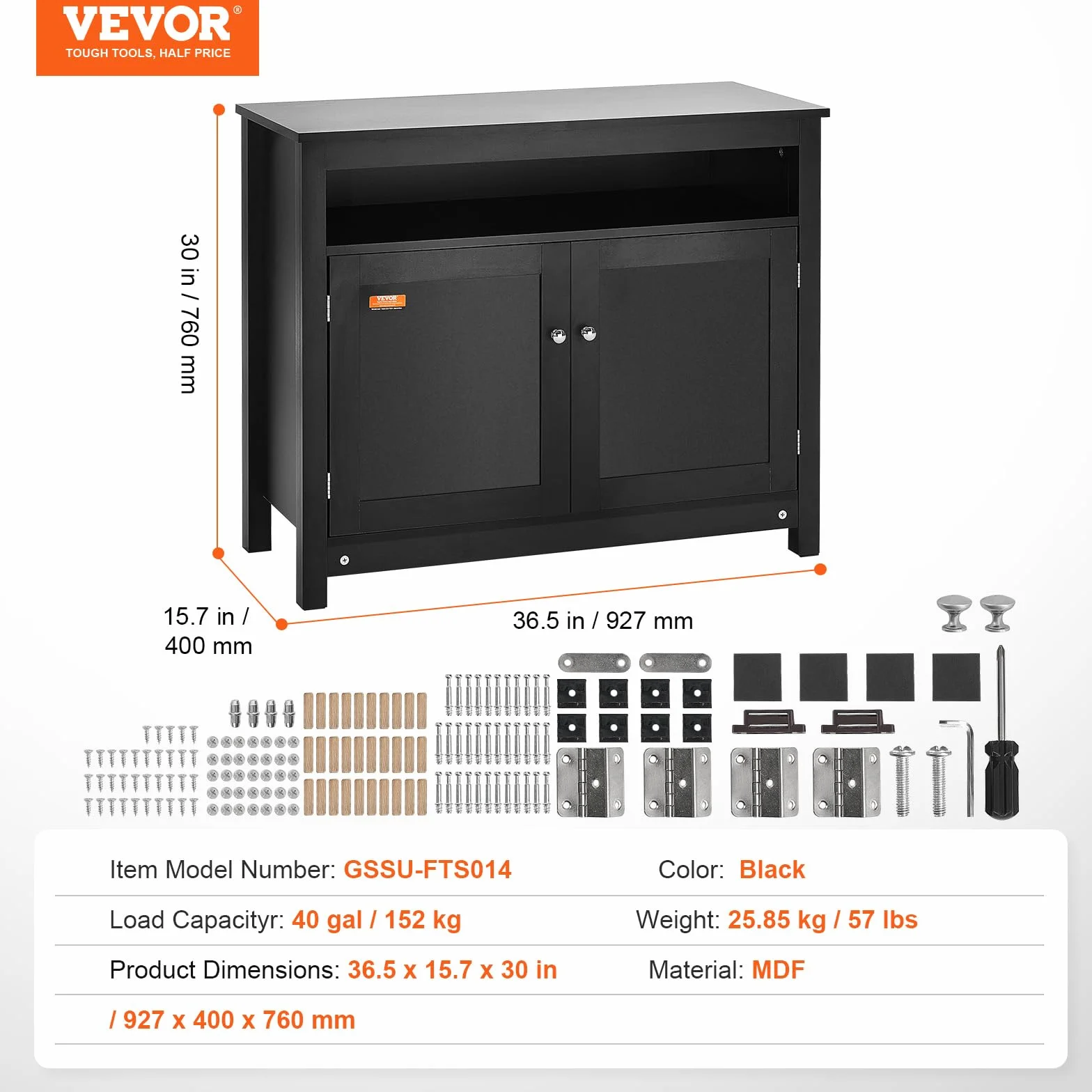 VEVOR Support Aquarium Charge 152 kg 92,7 x 40 x 76 cm MDF Noir