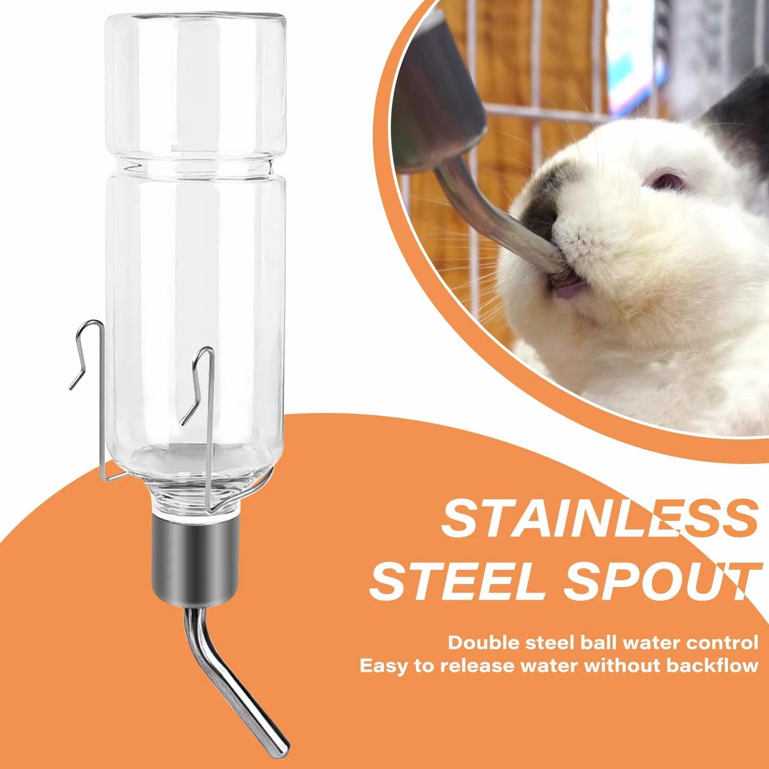 Biberon Lapin 350ml Abreuvoir Automatique avec Support Anti-Goutte pour Rongeurs Cochons d'Inde Hamsters
