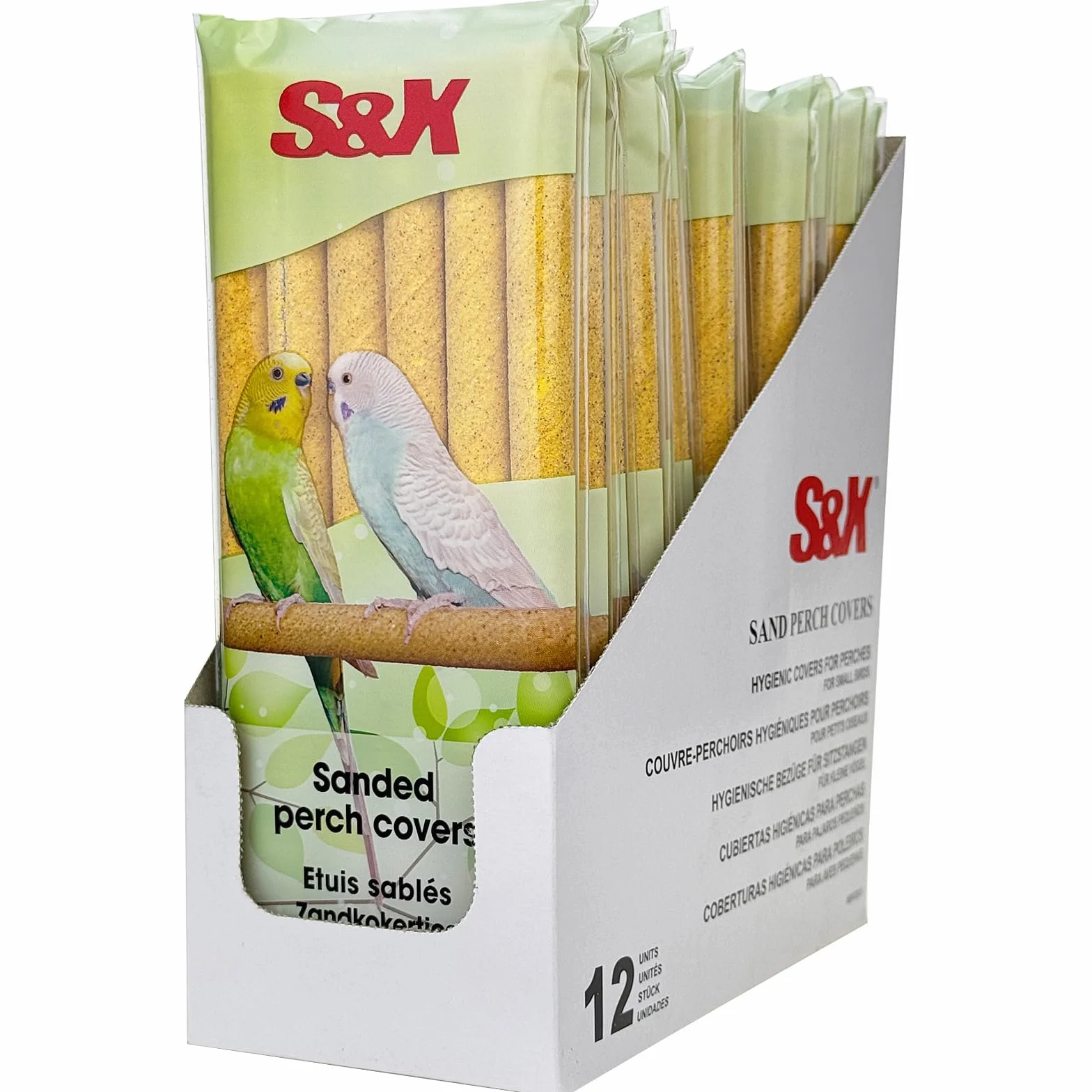 S&X Lot de 72 Housses de Perchoir Papier Abrasif pour Cages à Oiseaux Perruches Canaris Pinsons