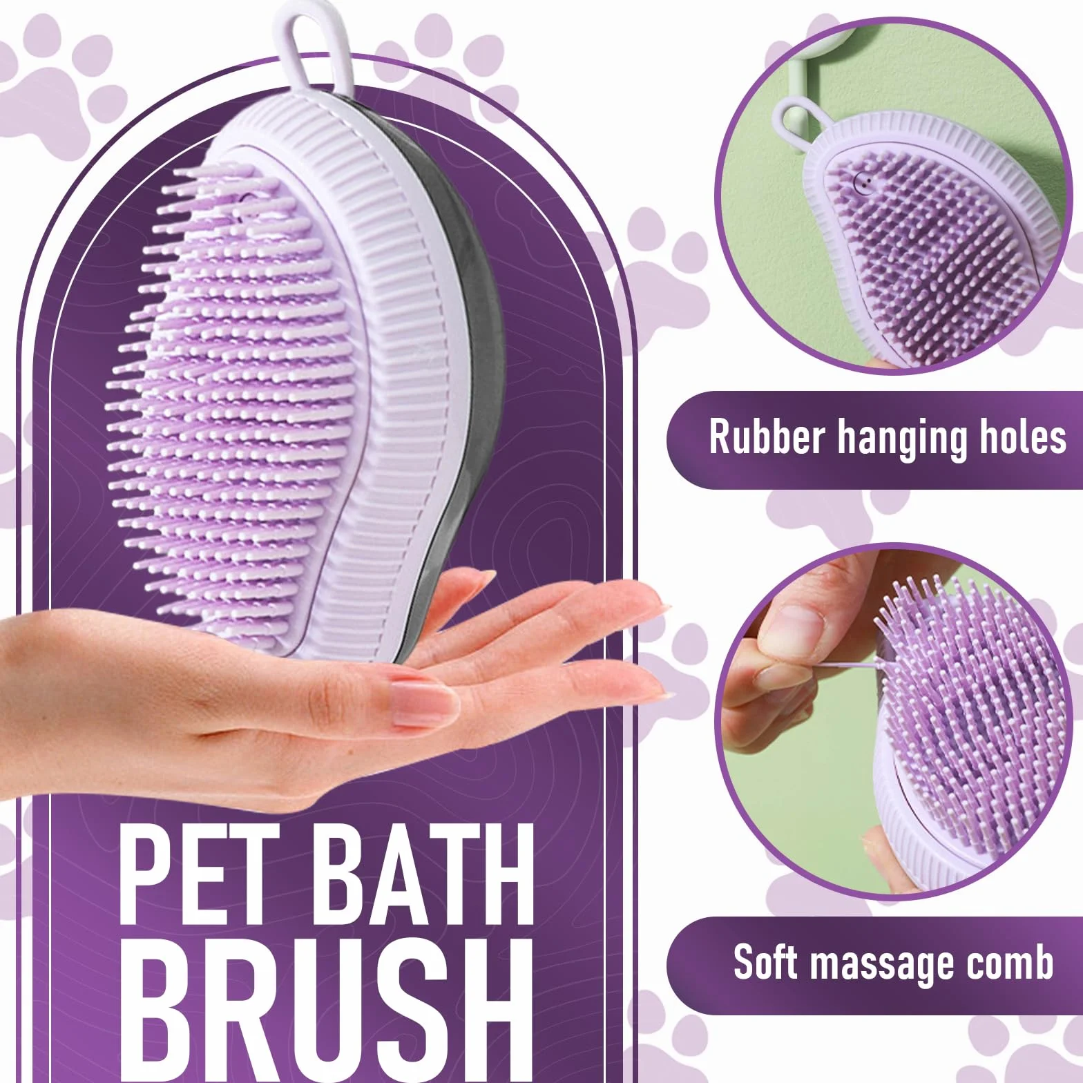 Brosse de Bain en Silicone pour Animaux de Compagnie avec Réservoir et Distributeur d'Eau et Shampoing