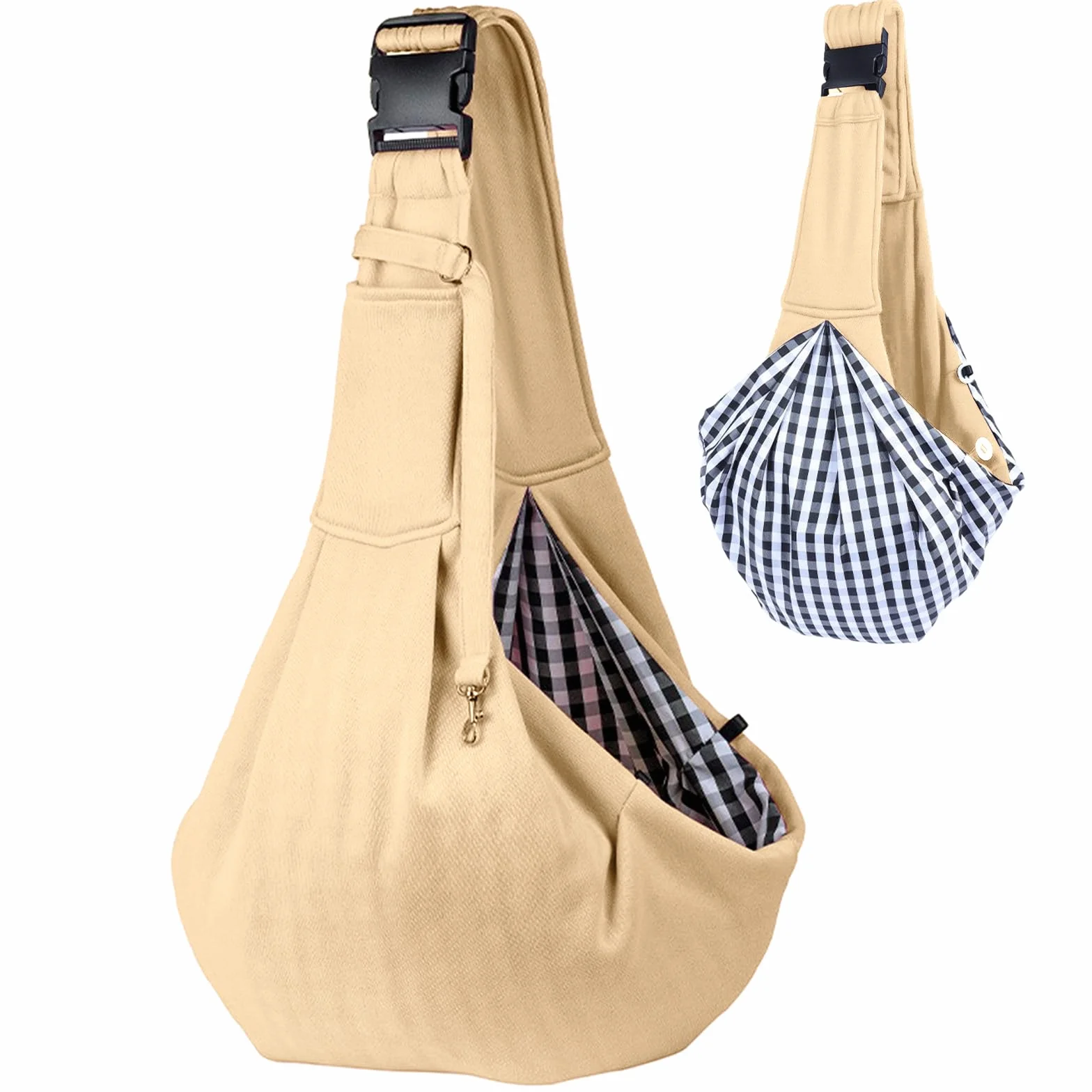 Sac Bandoulière Chiens Réversible Petit Sac Transport Chien Sécurisé Animaux Pet Sling Carrier Kaki