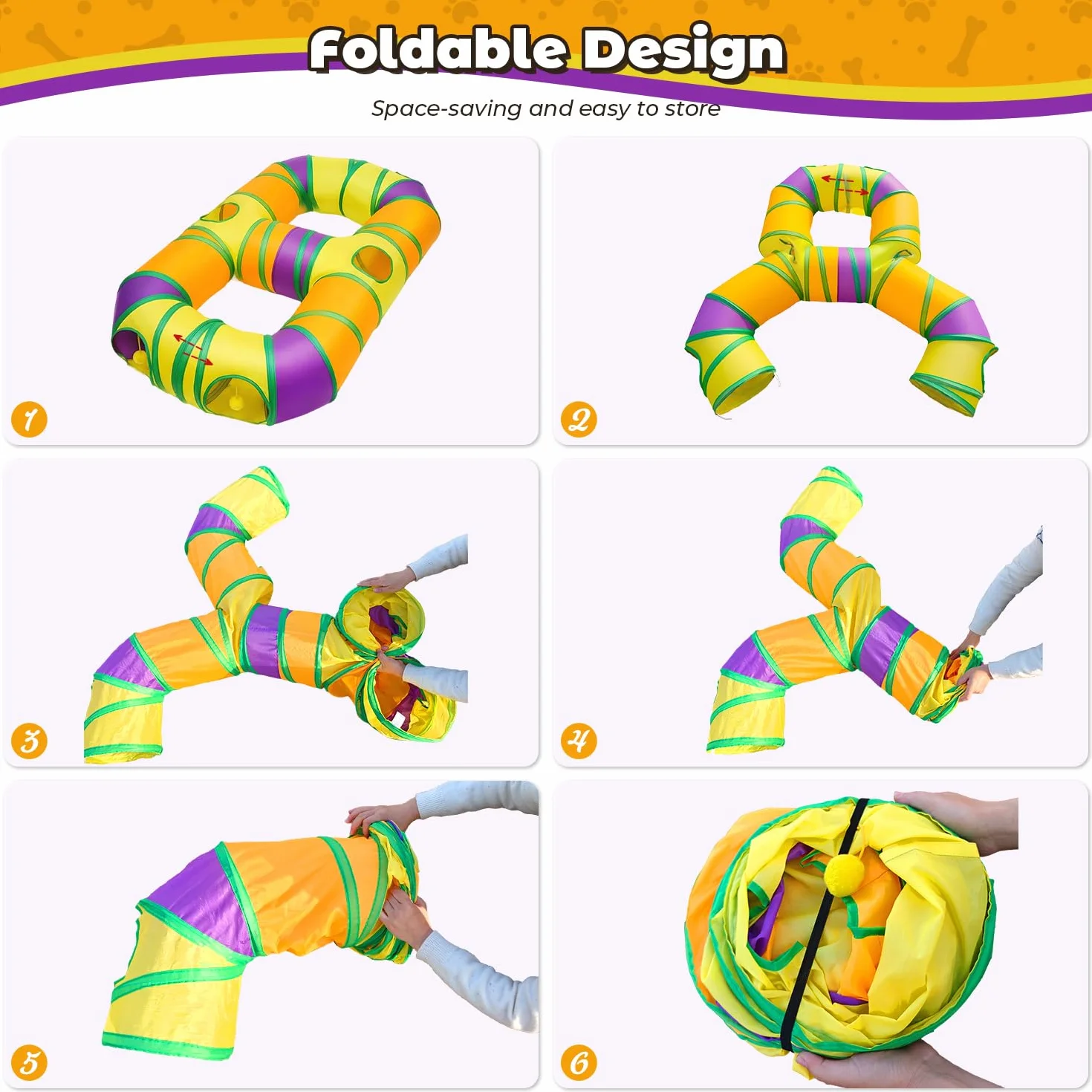 Tunnel de Jeu pour Chat Interieur en Forme de 8, Jouer Tube pour Chat avec Pompons Suspendus et Trou interactif pour Chatons, Chiots, Lapins, furets, cochons d'Inde