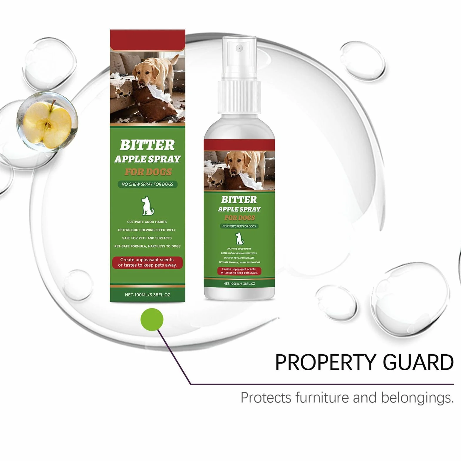 Bitter Spray Mastication Naturelle 100 ML Correcteur de comportement pour Meubles Tapis Terrasse