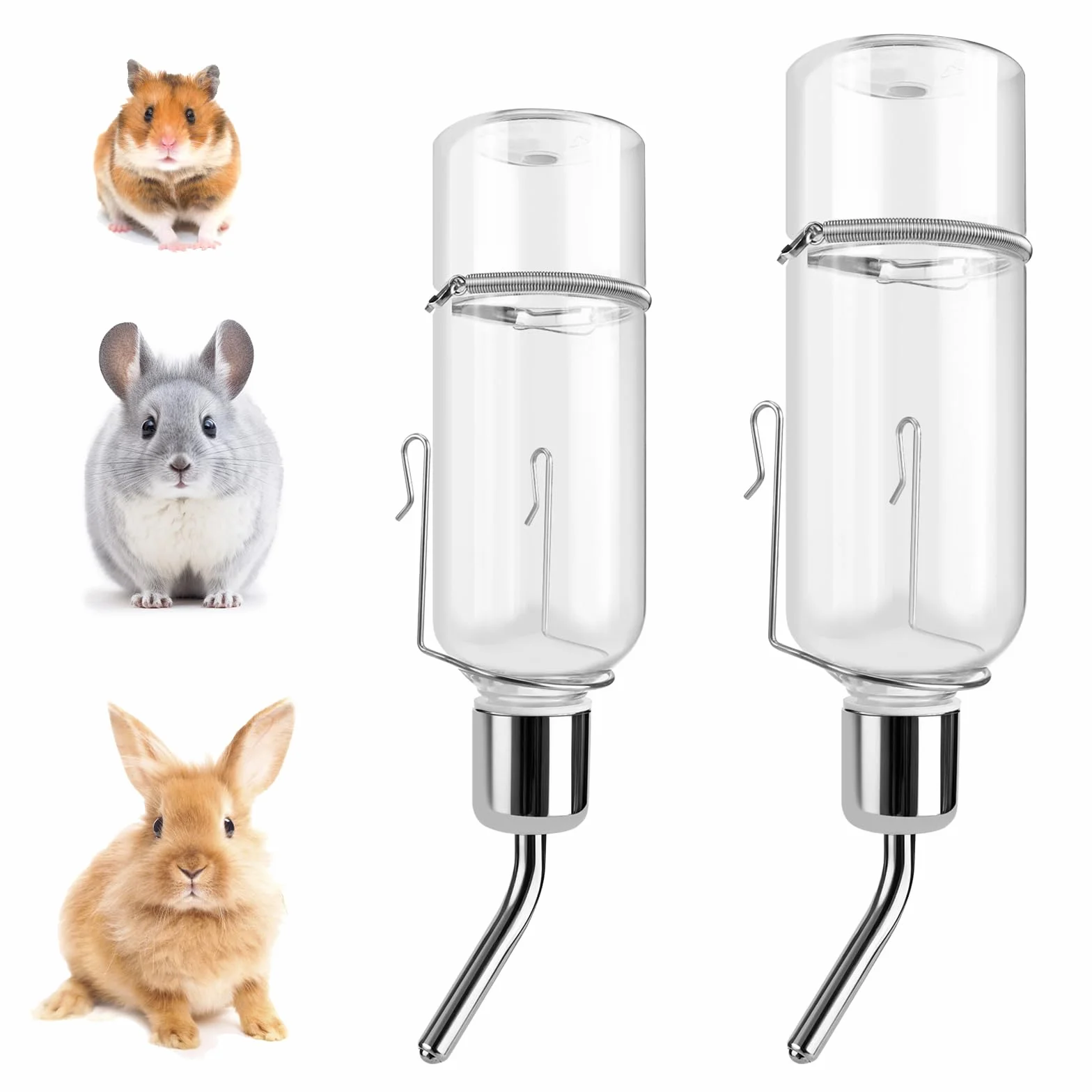 Lot de 2 bouteilles d'eau suspendues pour animaux de compagnie, rongeurs, lapins, hamsters, lapins nains, cochons d'Inde, 180 ml/350 ml