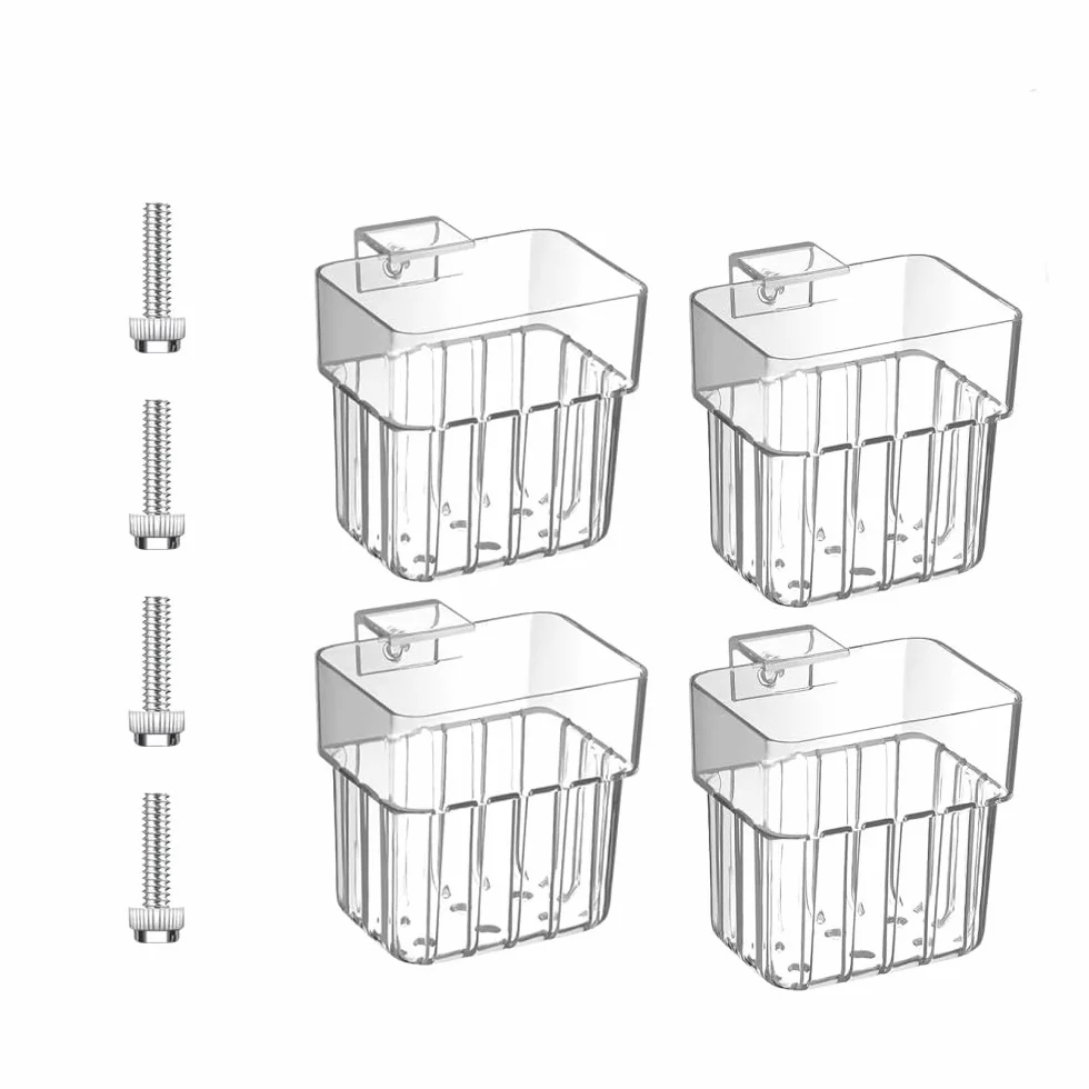 Lot de 4 supports de plantes d'aquarium en PP transparent, suspendu avec trous de circulation
