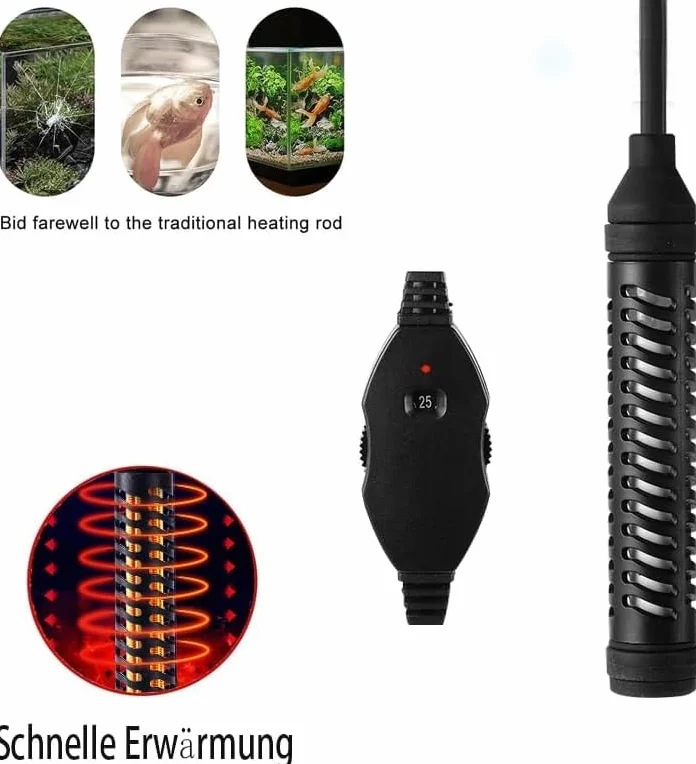 GERUI Réchauffeur d'aquarium 35 W/50 W (1 L-20 L) avec régulateur de température pour réservoirs de Poissons et d'aquarium avec Protection Contre la surchauffe (50 W)