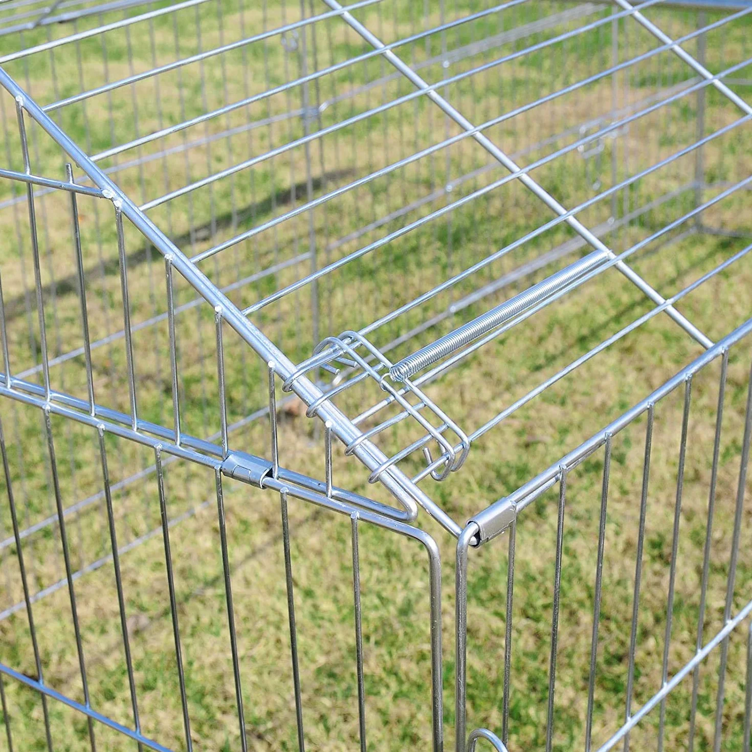 EUGAD Enclos Lapin Pliable avec Toit et Voile Solaire, Cage Extérieure en Métal 220x103x85cm