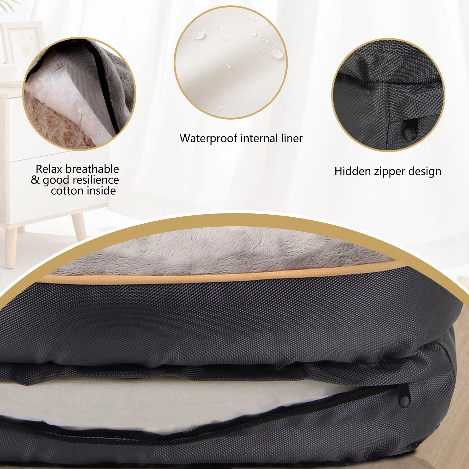 lit pour Chien orthopédique XXL en Mousse à mémoire de Forme avec Housse Lavable Amovible