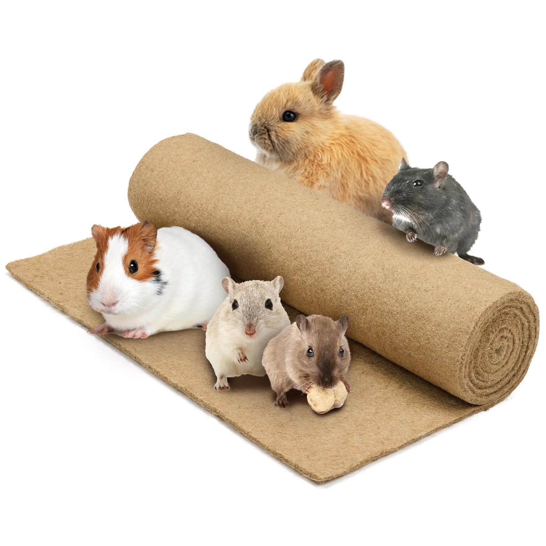 La Cordeline Tapis Litière Chanvre Naturel 40 x 100 cm Fond de Cage pour Rongeurs