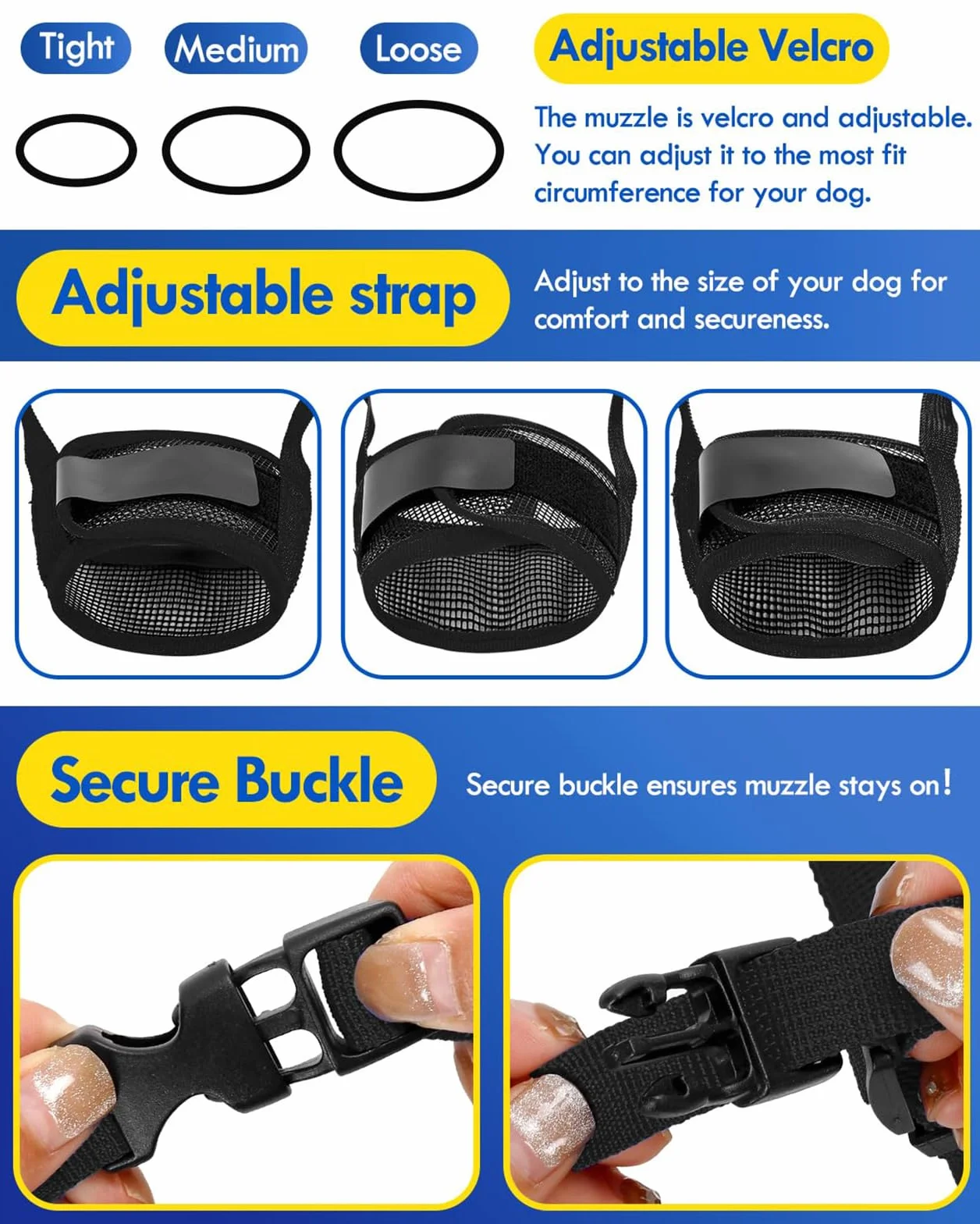 Muselière Chiens, Museliere Anti Aboiement, Espirant Muselière en Réglable pour Chien, Dog Muzzle pour Les Chiens de Taille Grande, Moyenne, XL, Noir