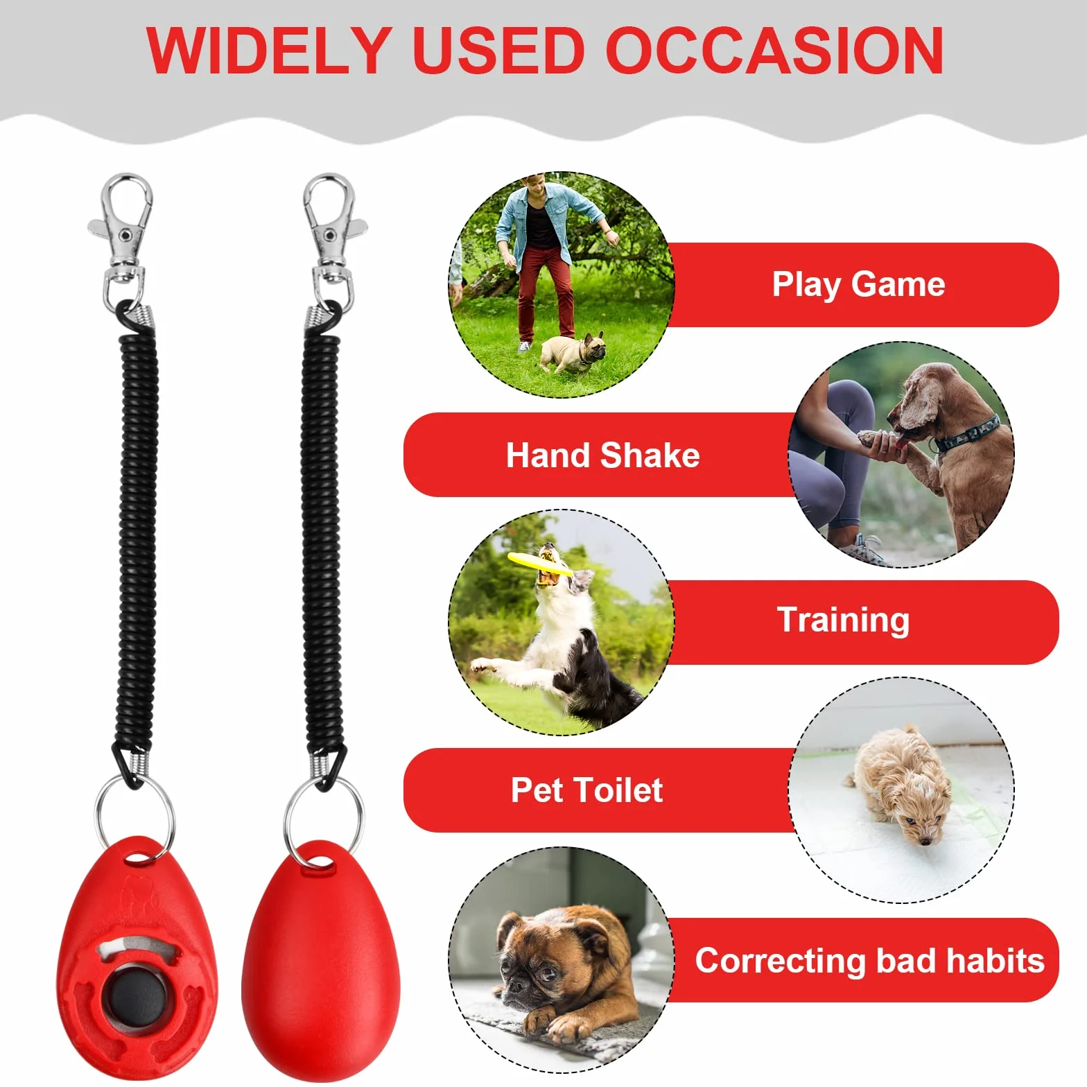 16 Pièces Chiens Clicker Formation, Pet Training Clicker, Professionnel Clicker avec Dragonne élastique, Dog Clicker Training, Dressage de Chiens Clicker pour Chat, Cheval, Chien