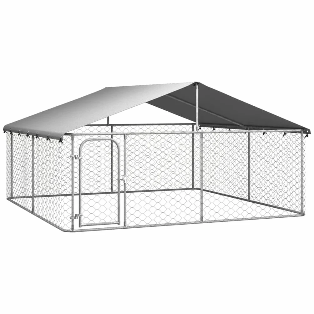 Chenil d'extérieur pour Chien 300x300x150 cm Métal avec Toit
